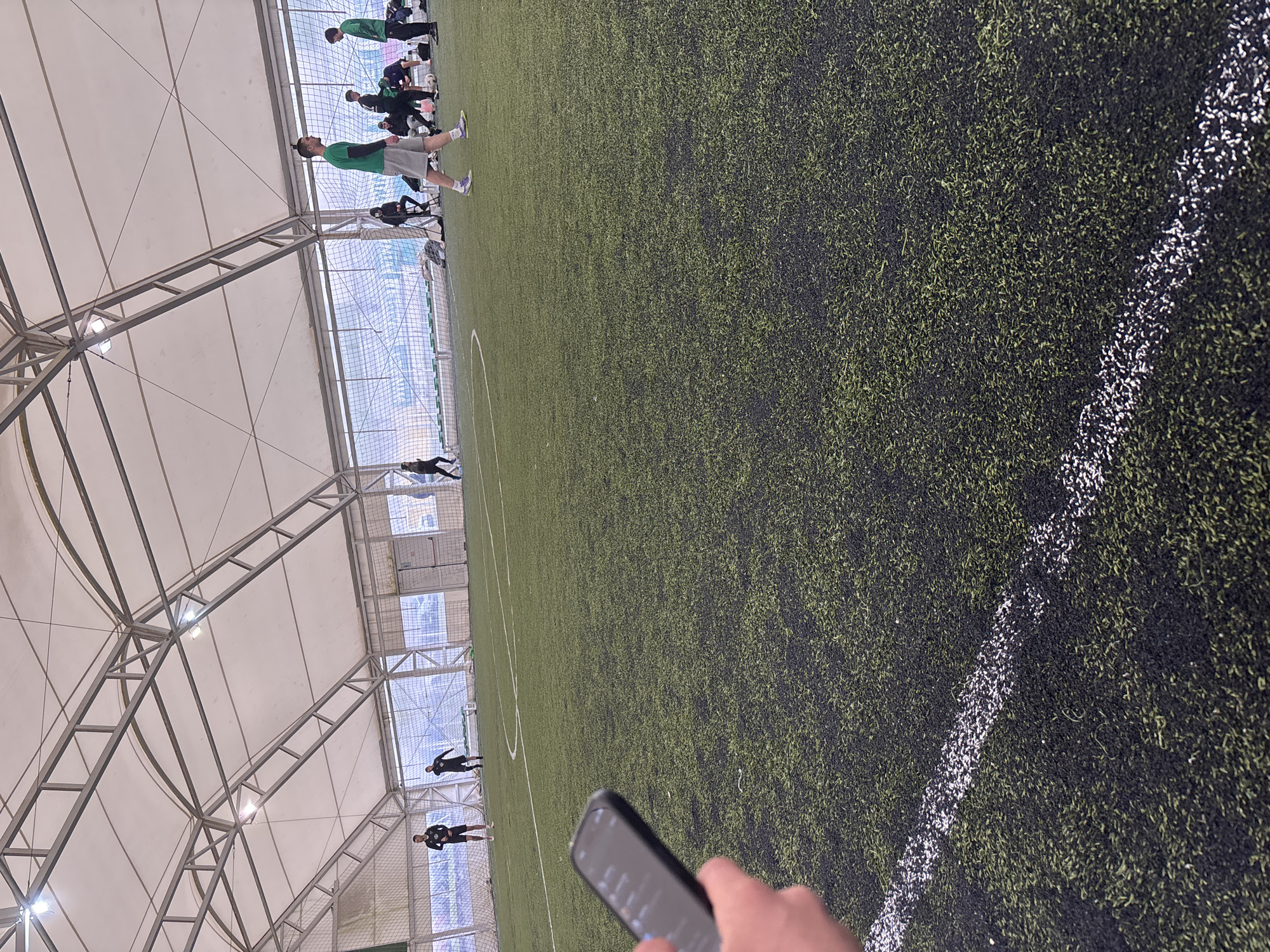 Indoor soccer activity captured at domed facility in Vratsa
