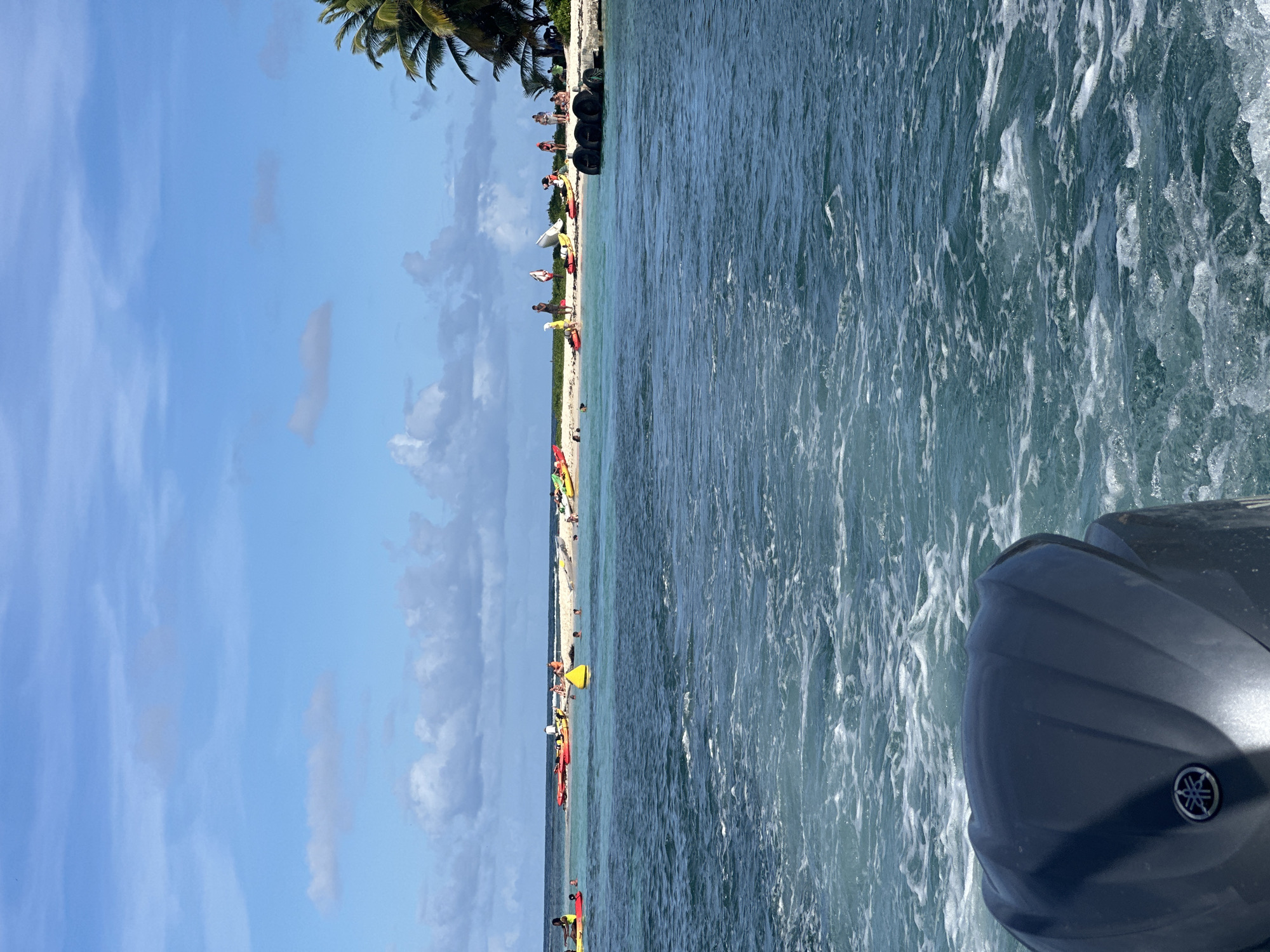 Beach scene captured from boat in Le Gosier, France