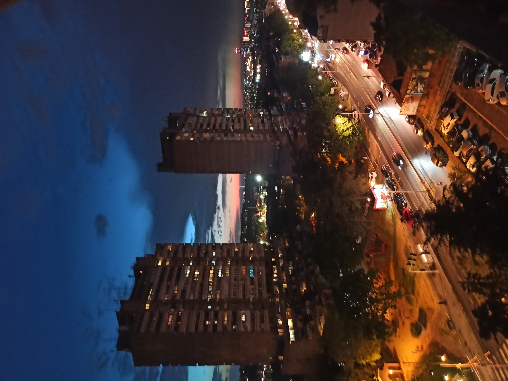 Nighttime residential scene captured in Belgrade's Vozdovac district