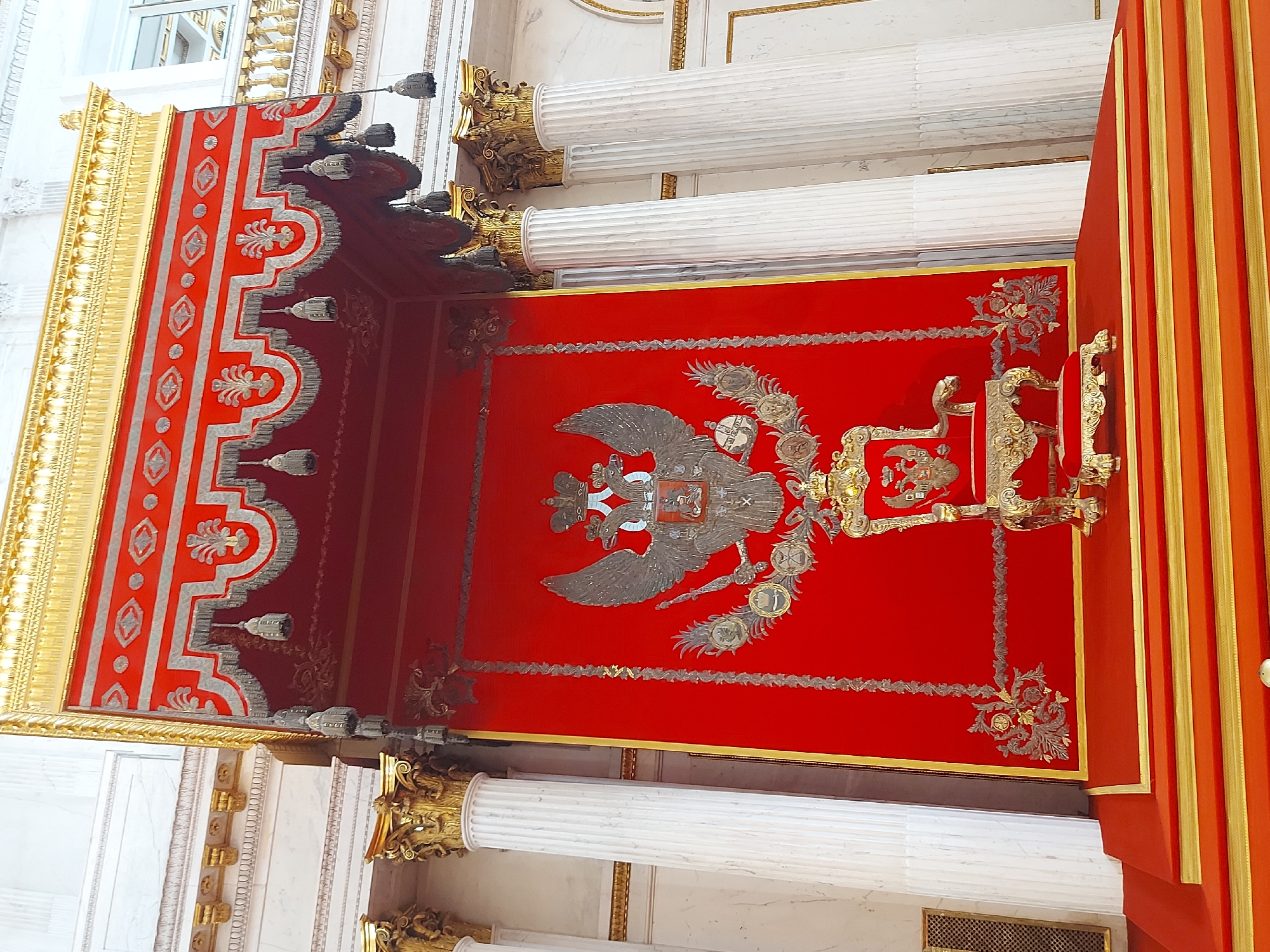 Ornate interior with double-headed eagle ceiling emblem documented