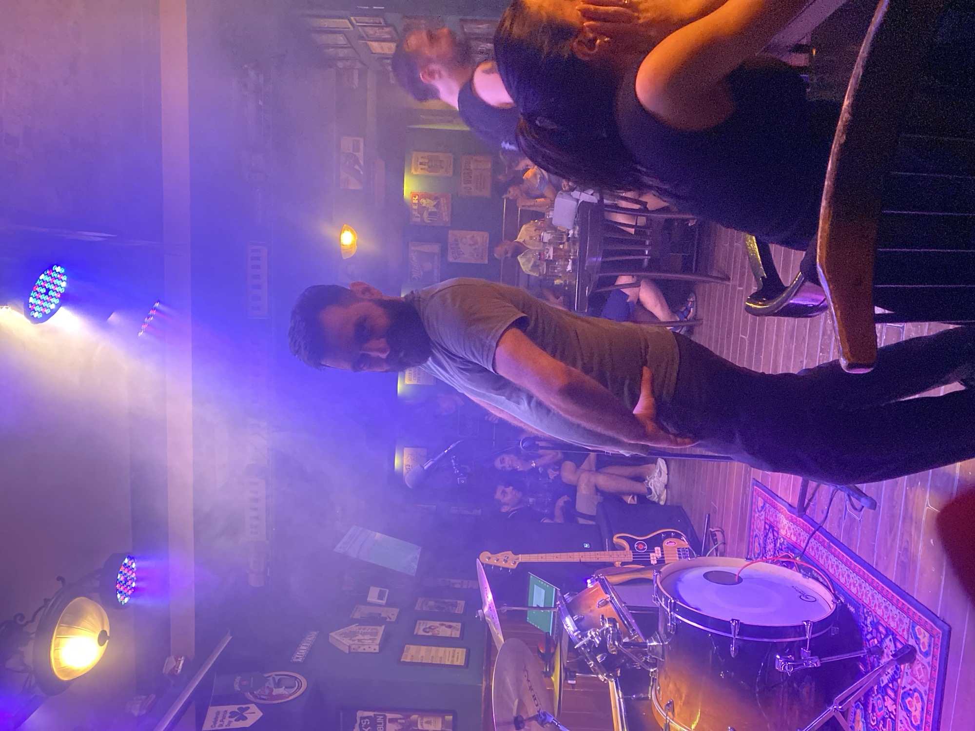 Night out at a Tbilisi bar lit up in purple and blue