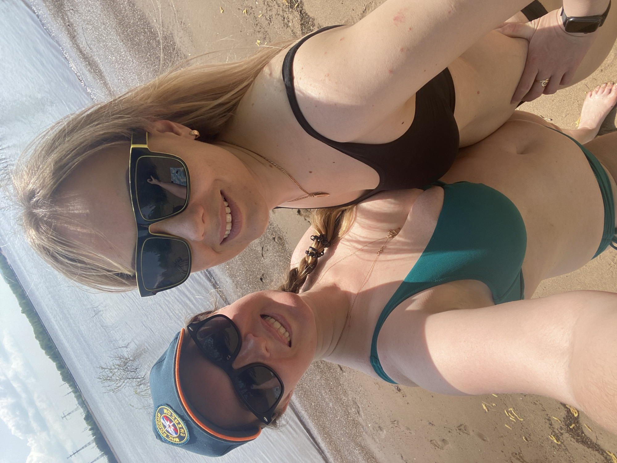 Women Take Beach Selfies in Chaikovsky, Russia