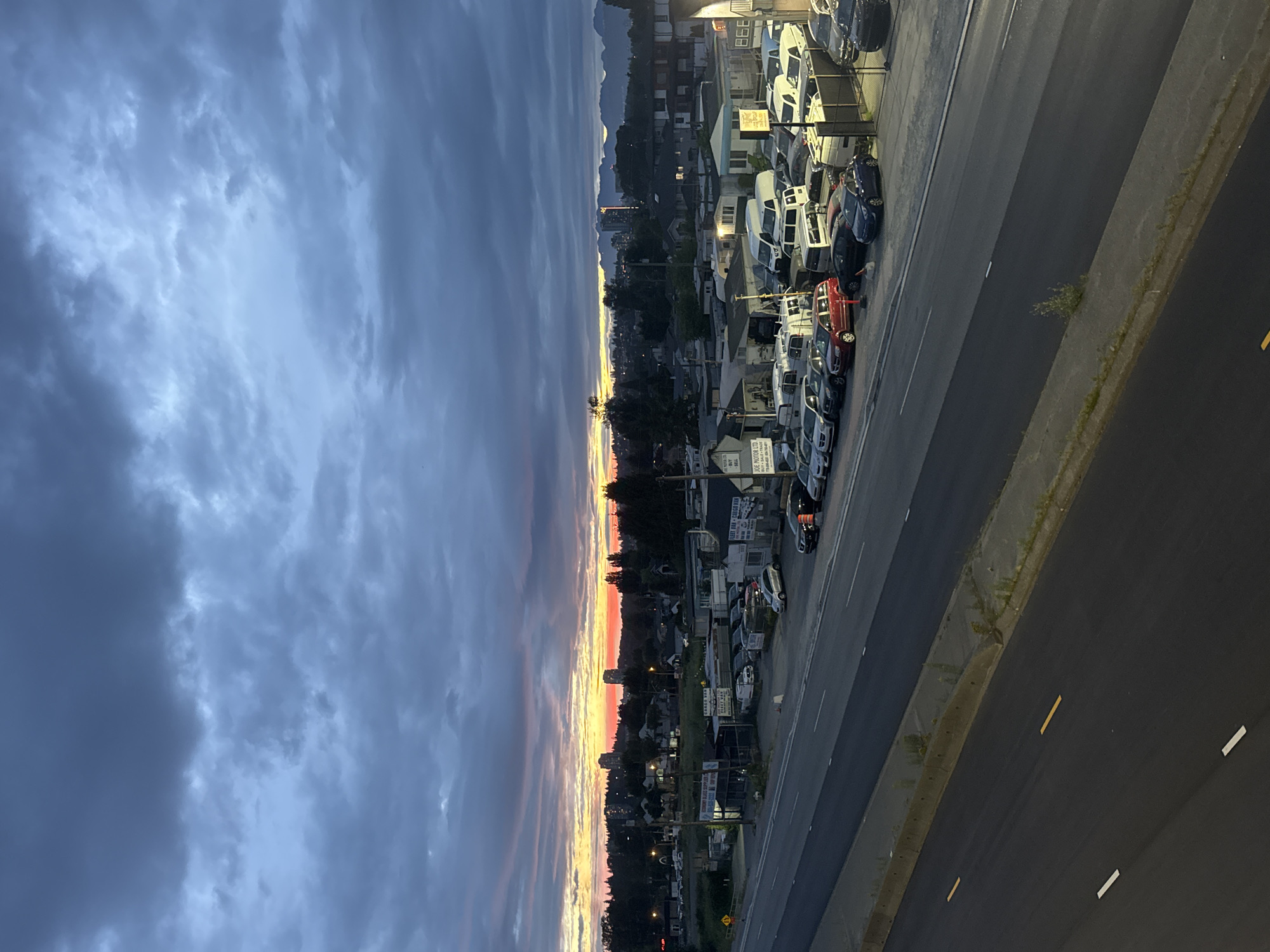 Surrey overpass at twilight, dramatic sky over the highway