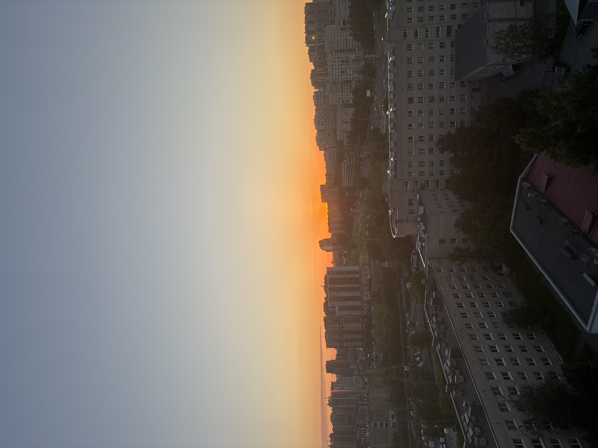 Sunset documented over modern Russian residential district