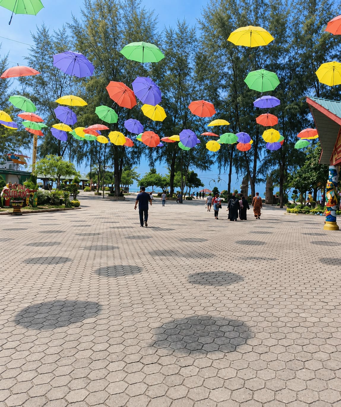 Colorful beachside park in Kota Pari, Indonesia