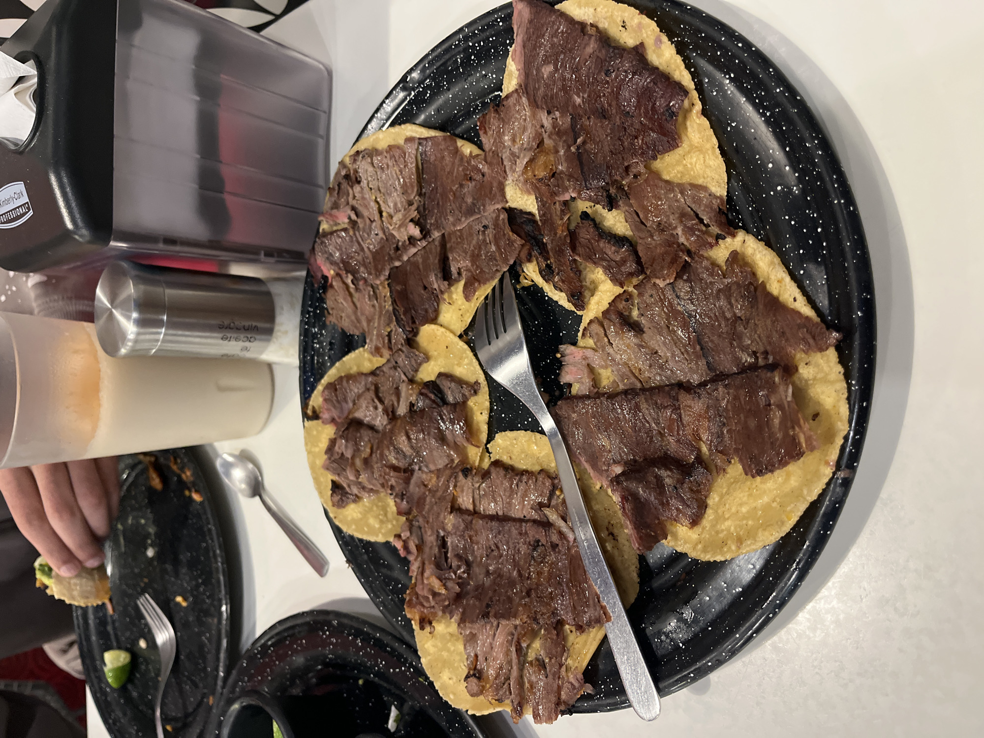 Early morning taco meal captured at Mexican restaurant