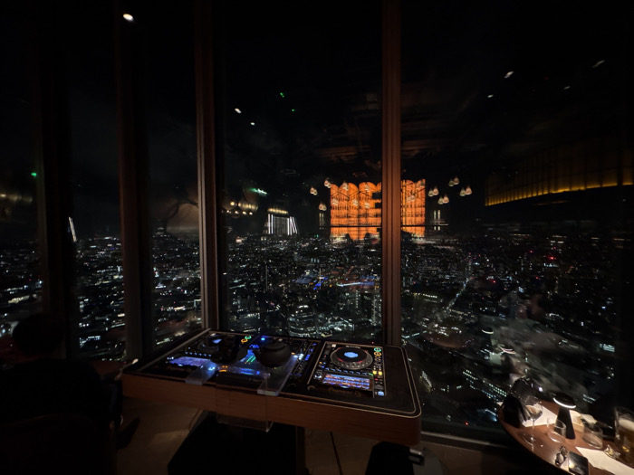 Evening scenes captured from London Shard bar with city views