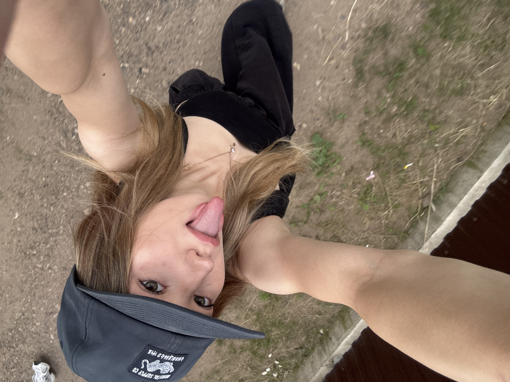 Quick selfie series in black cap and outfit, Noviy Russia