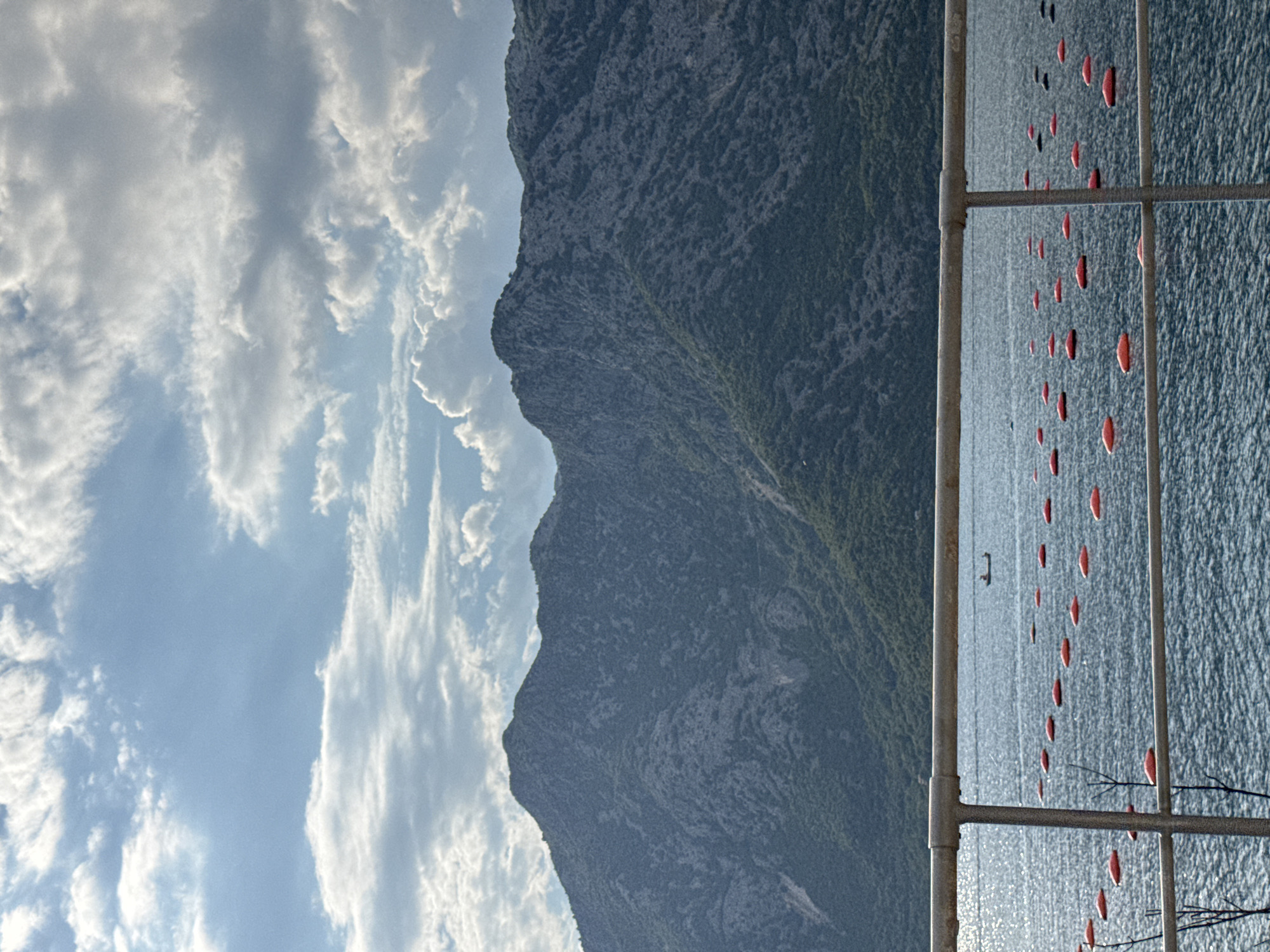 Bay of Kotor from the Risan waterfront, buoys and mountains