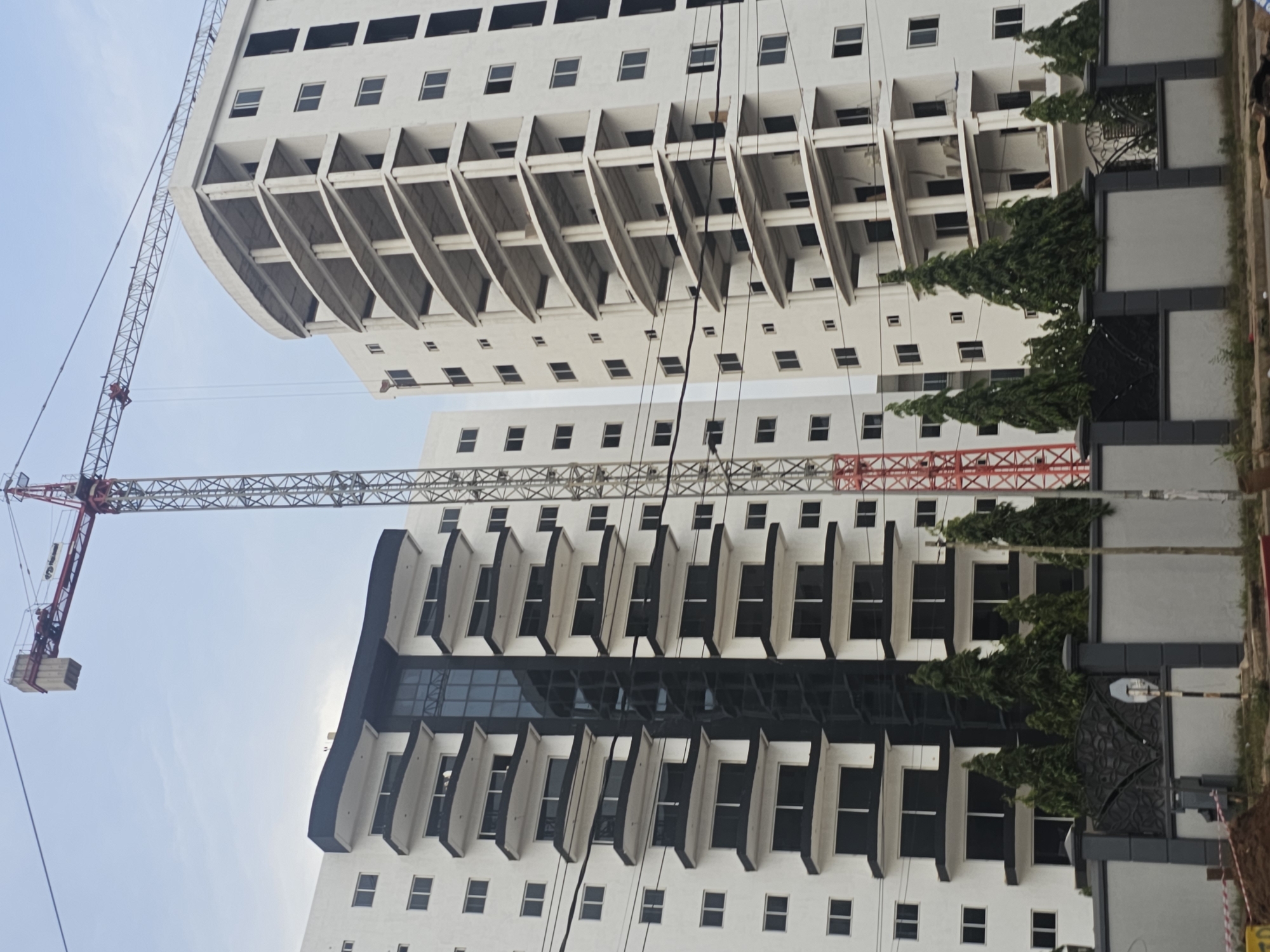 High-rise construction activity observed across multiple Accra development sites