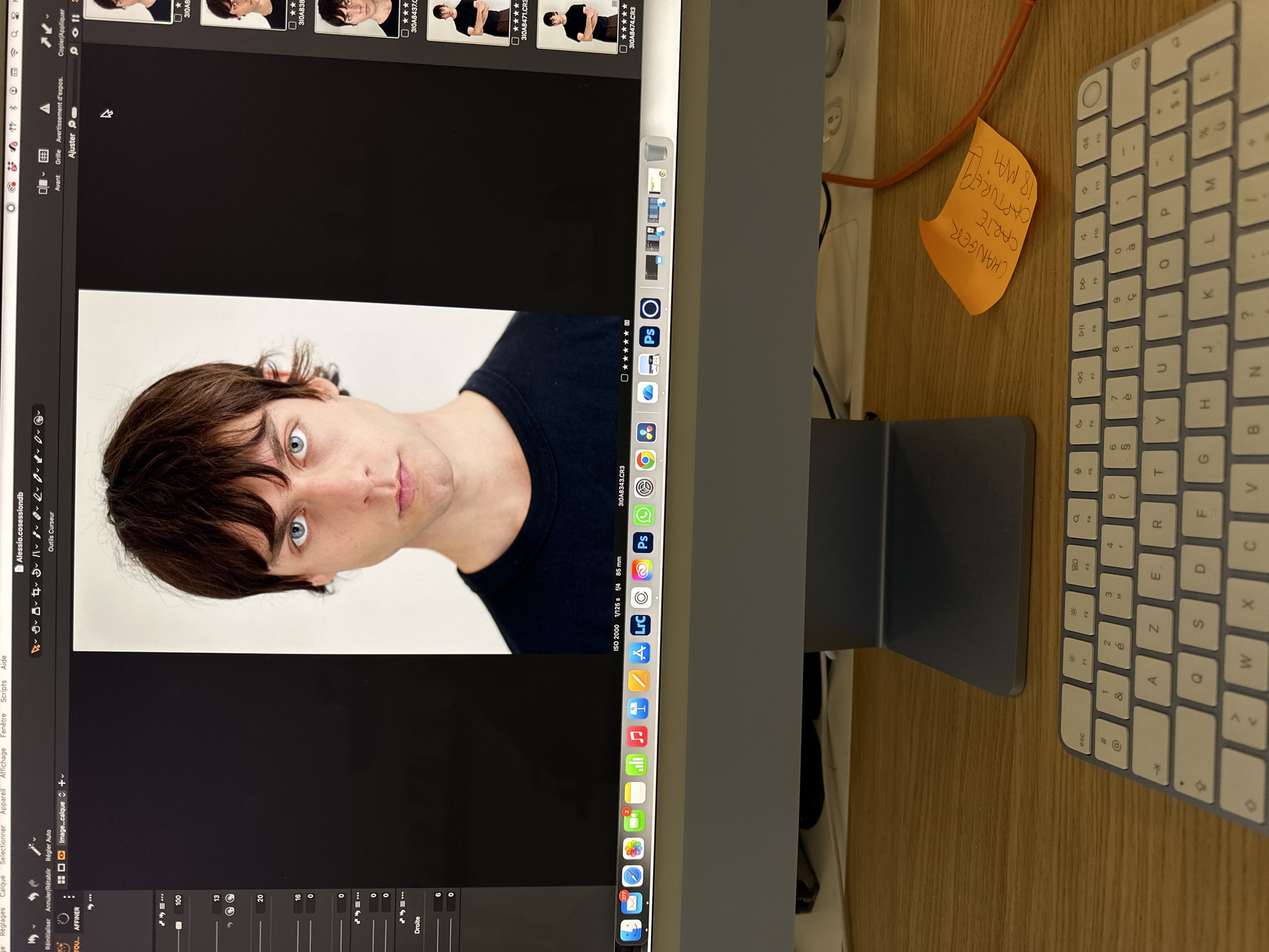 Portrait editing session documented at Paris workstation