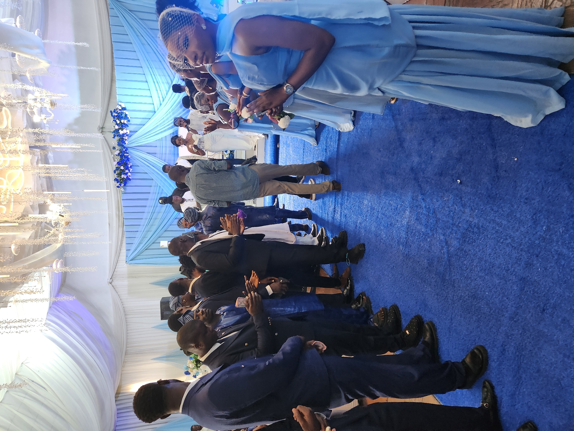 Wedding reception celebrated in decorated banquet hall in Jos, Nigeria