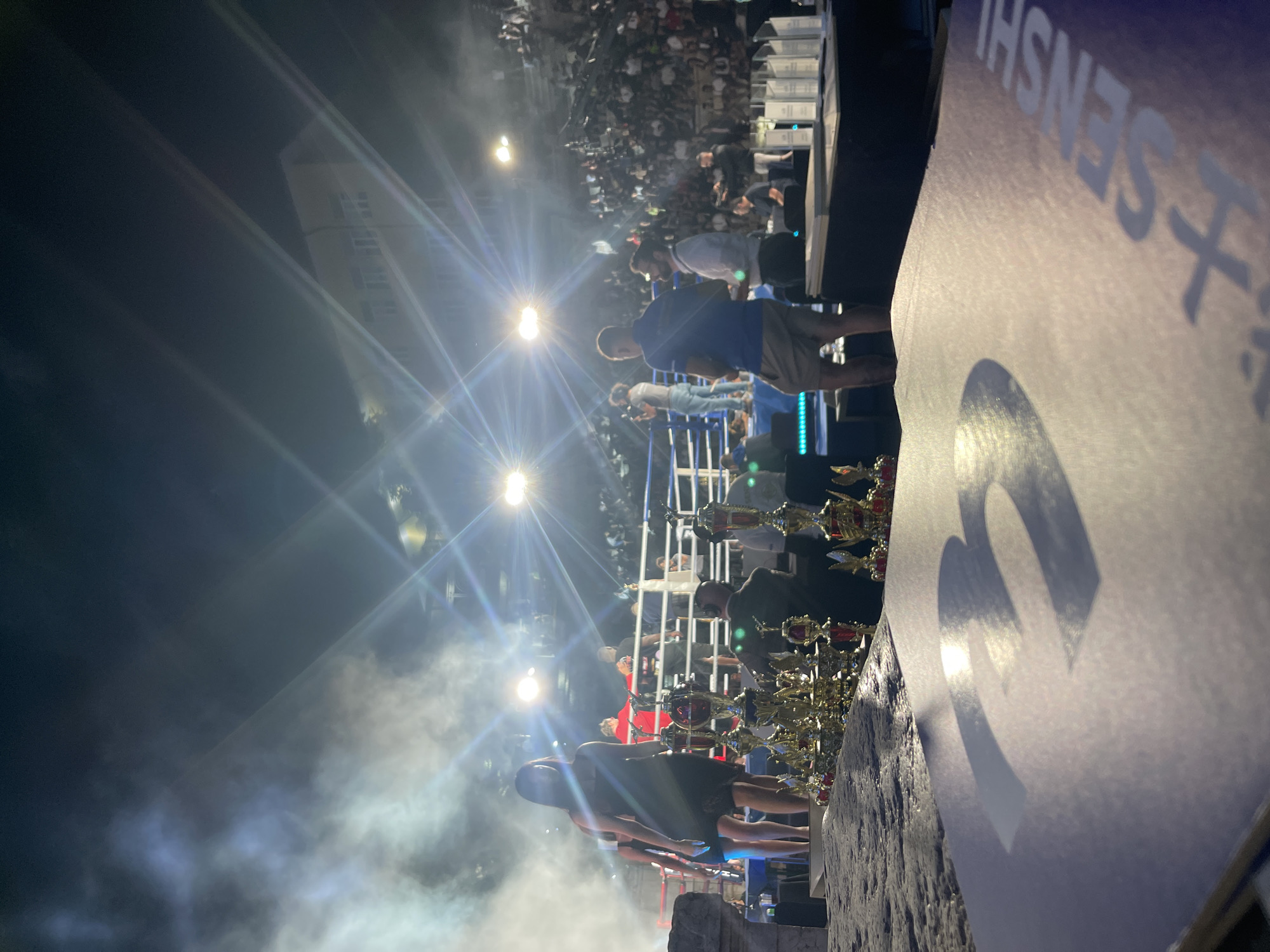 Nighttime outdoor boxing event held in Plovdiv, Bulgaria