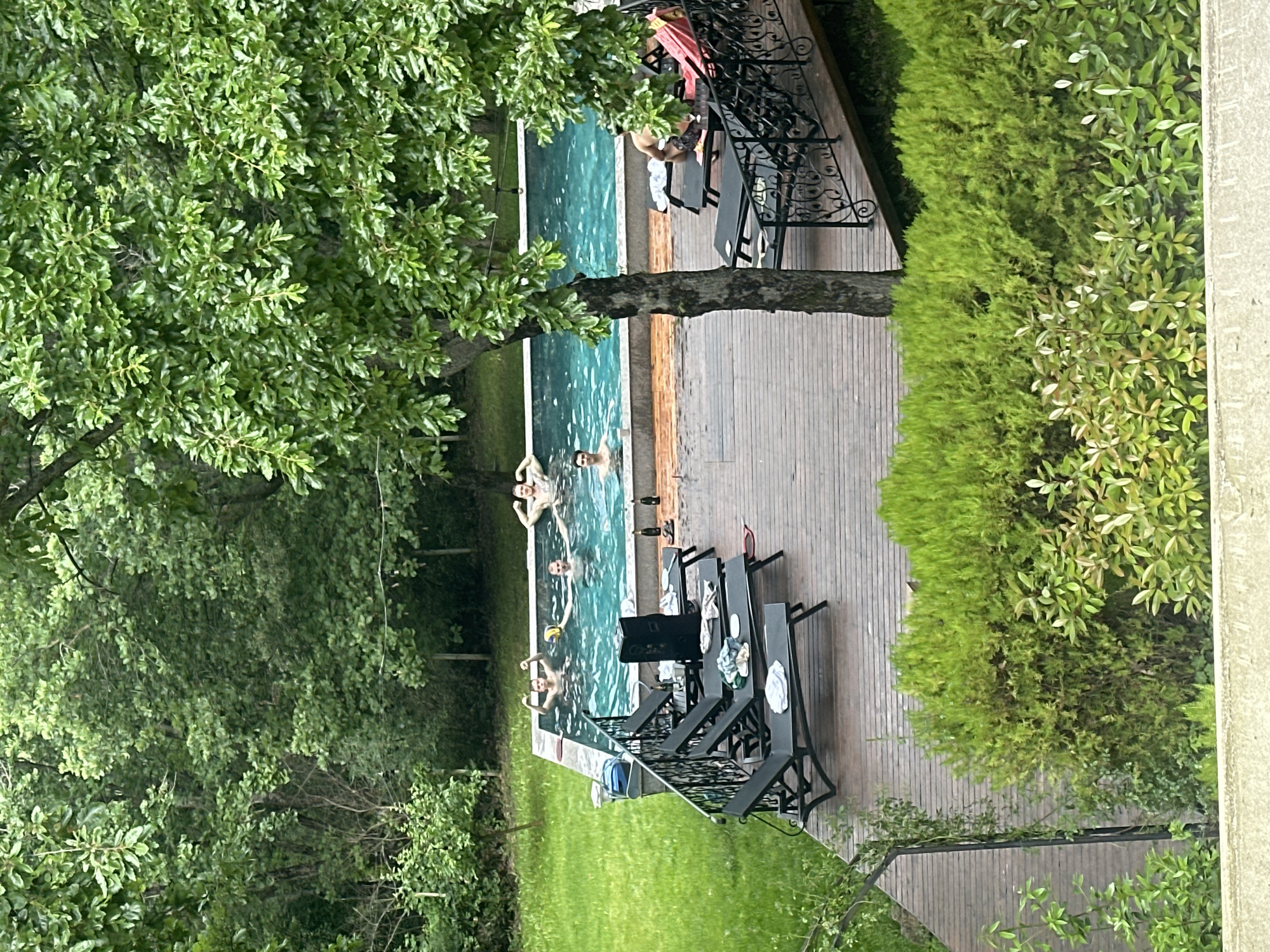 Man takes selfie at outdoor pool in Burgas