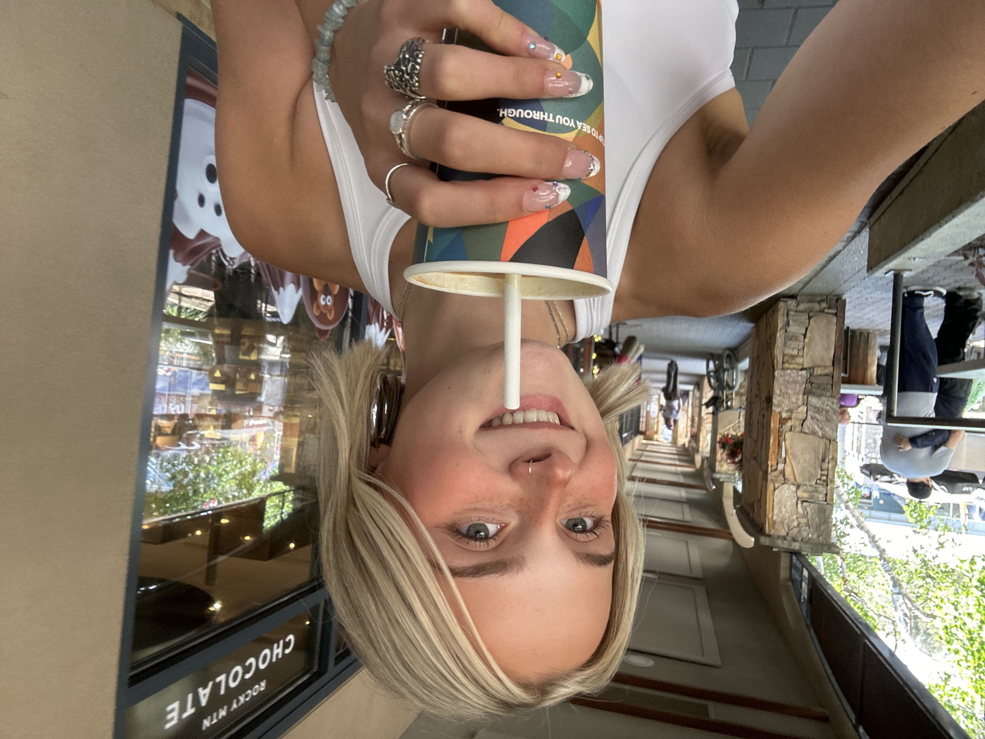 Iced coffee break on a Whistler sidewalk