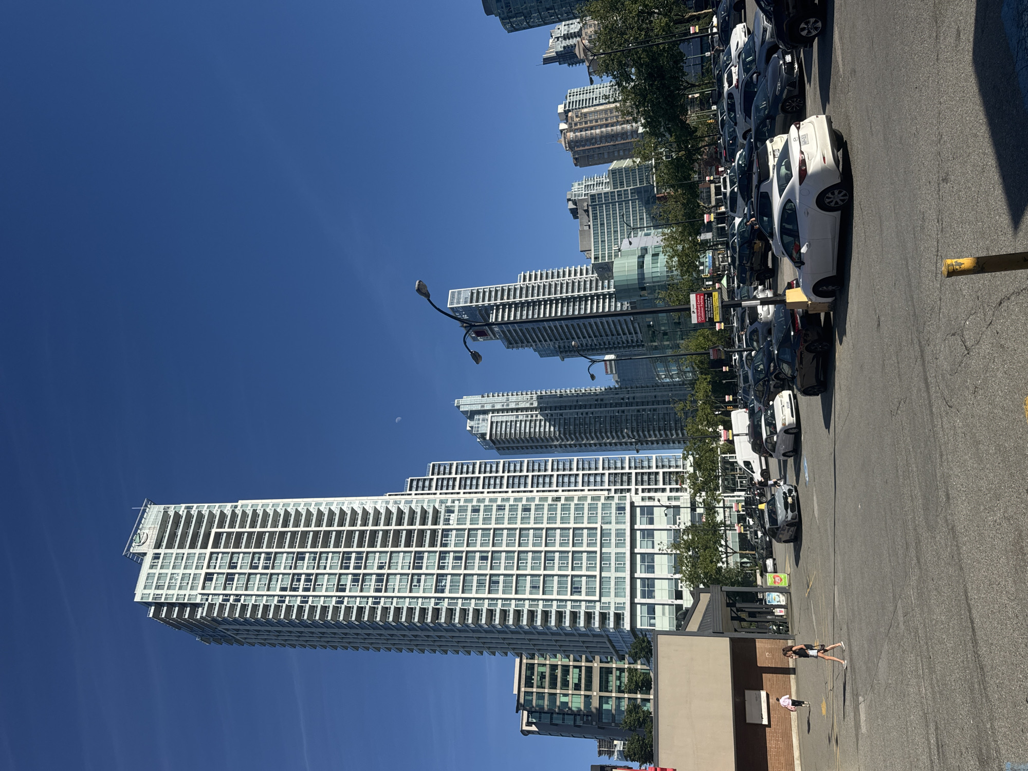 Sunny day traffic and towers in Burnaby
