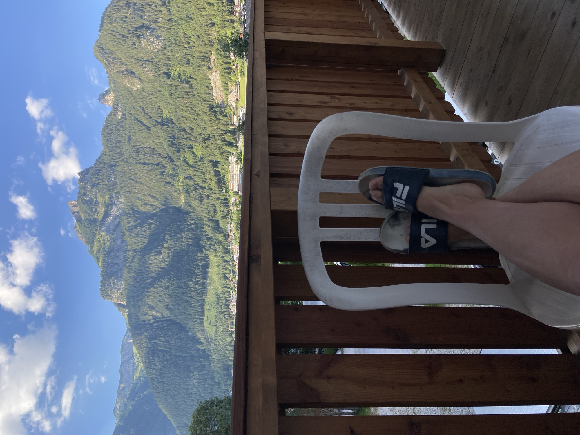 Lazy balcony afternoon at an Austrian mountain campground