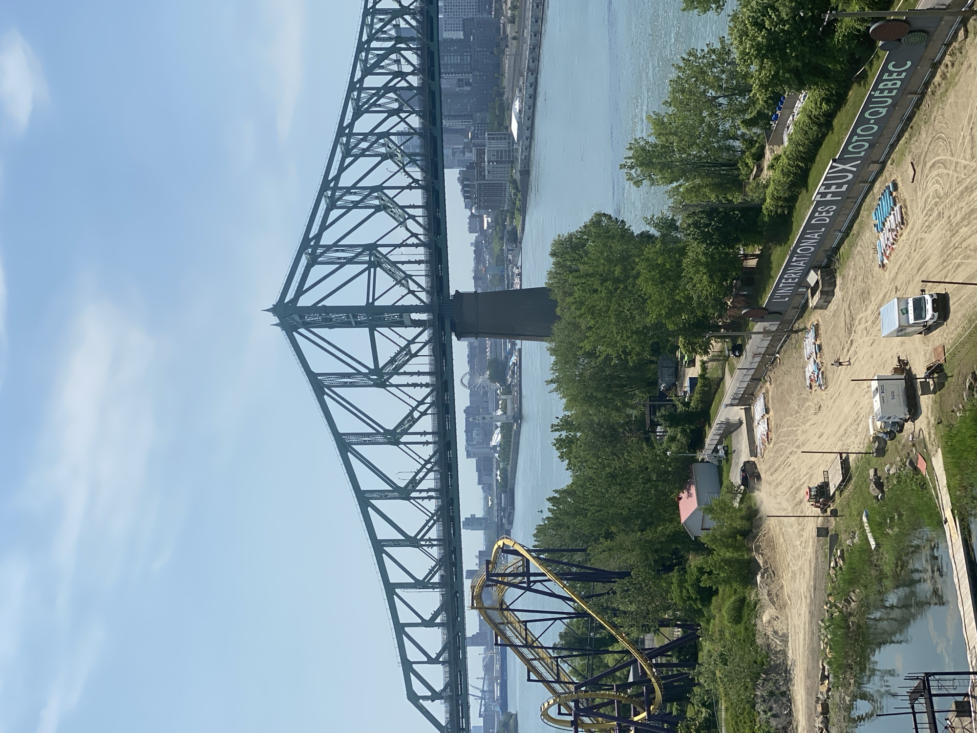 Summer afternoon at La Ronde, Montreal, with river and skyline views
