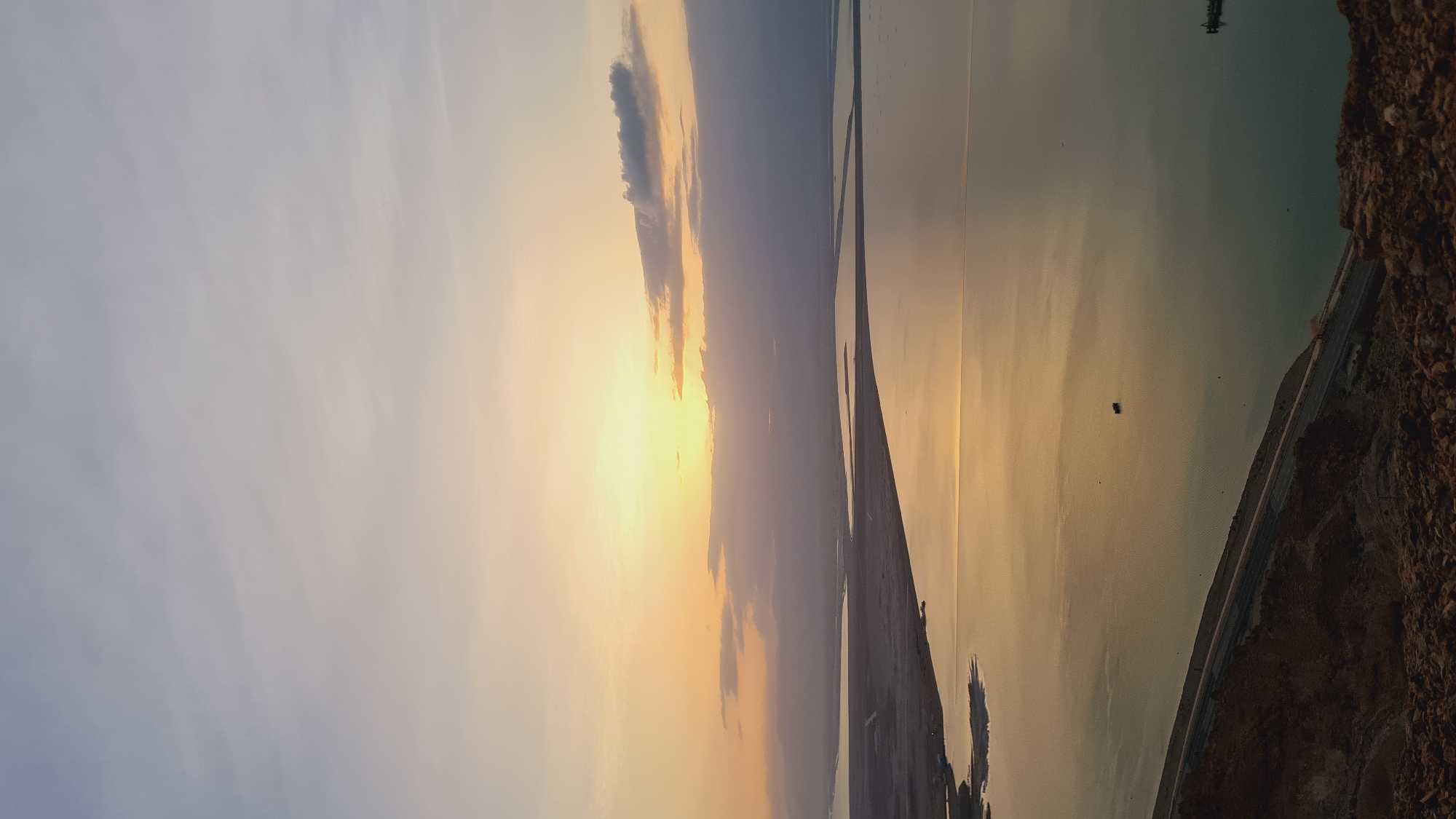 Sunset observed over Dead Sea in Tamar Regional Council