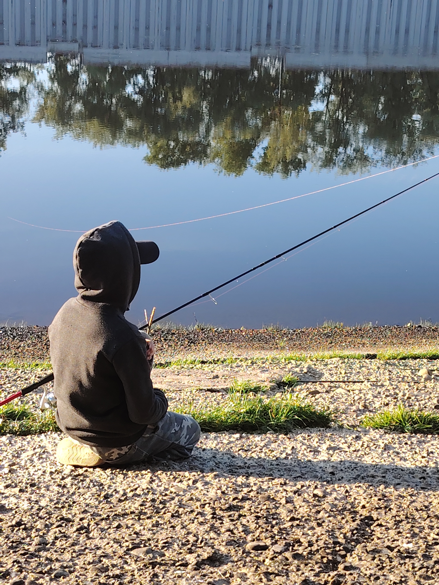 Father and son fishing trip on Kama River, Russia