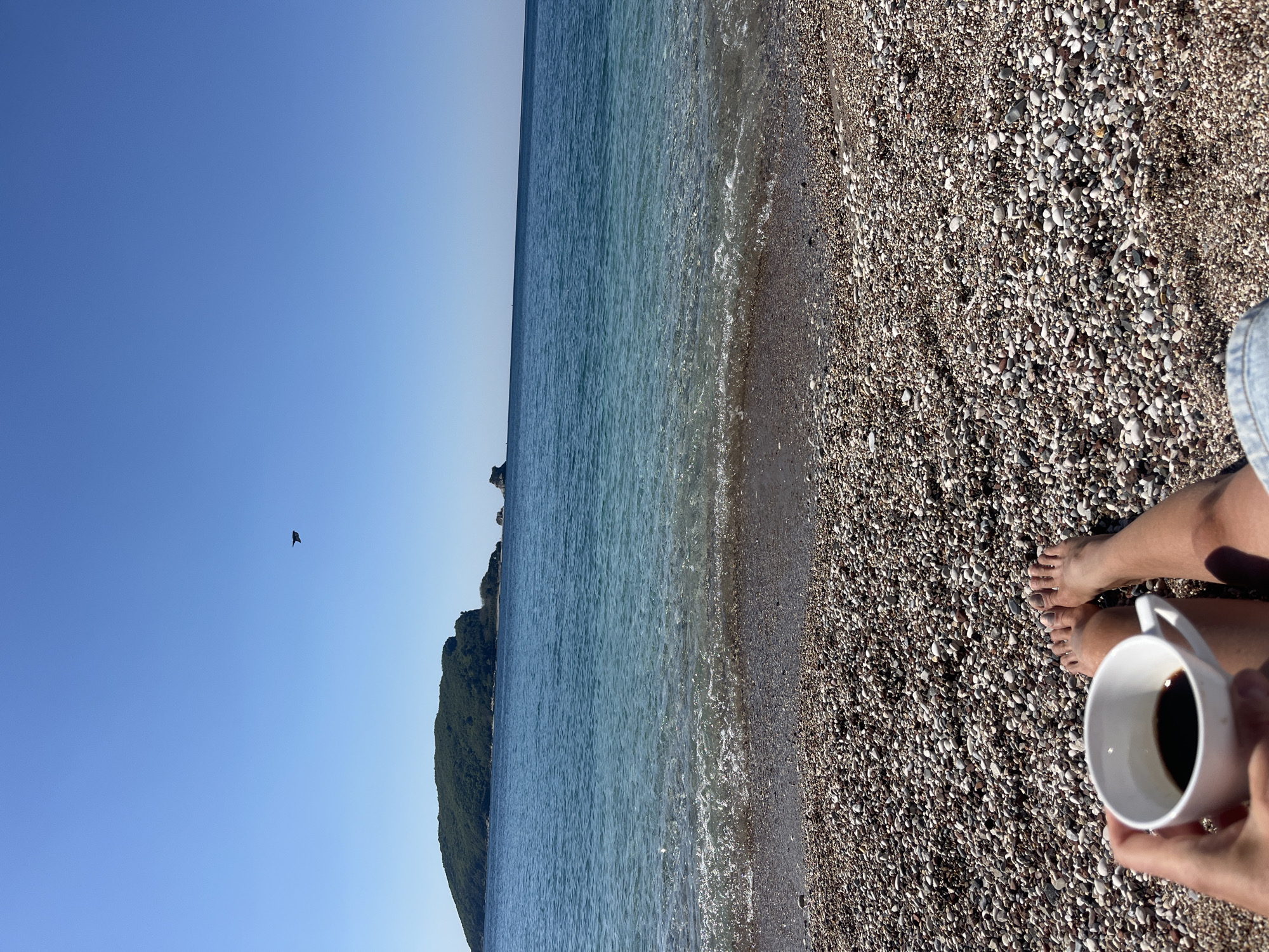 Clear sunny morning captured at Budva beach, Montenegro