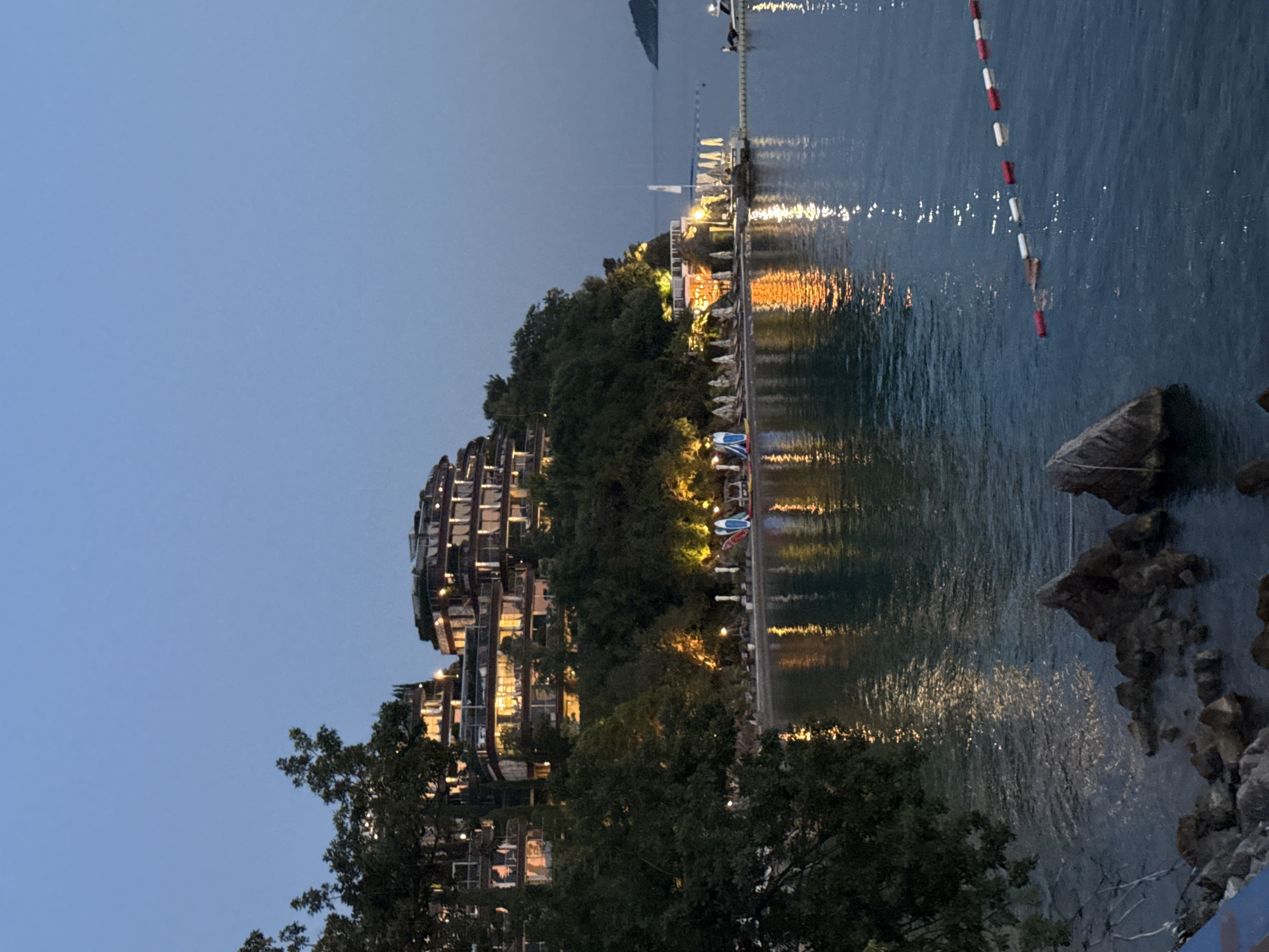 Budva waterfront at golden hour and into the night
