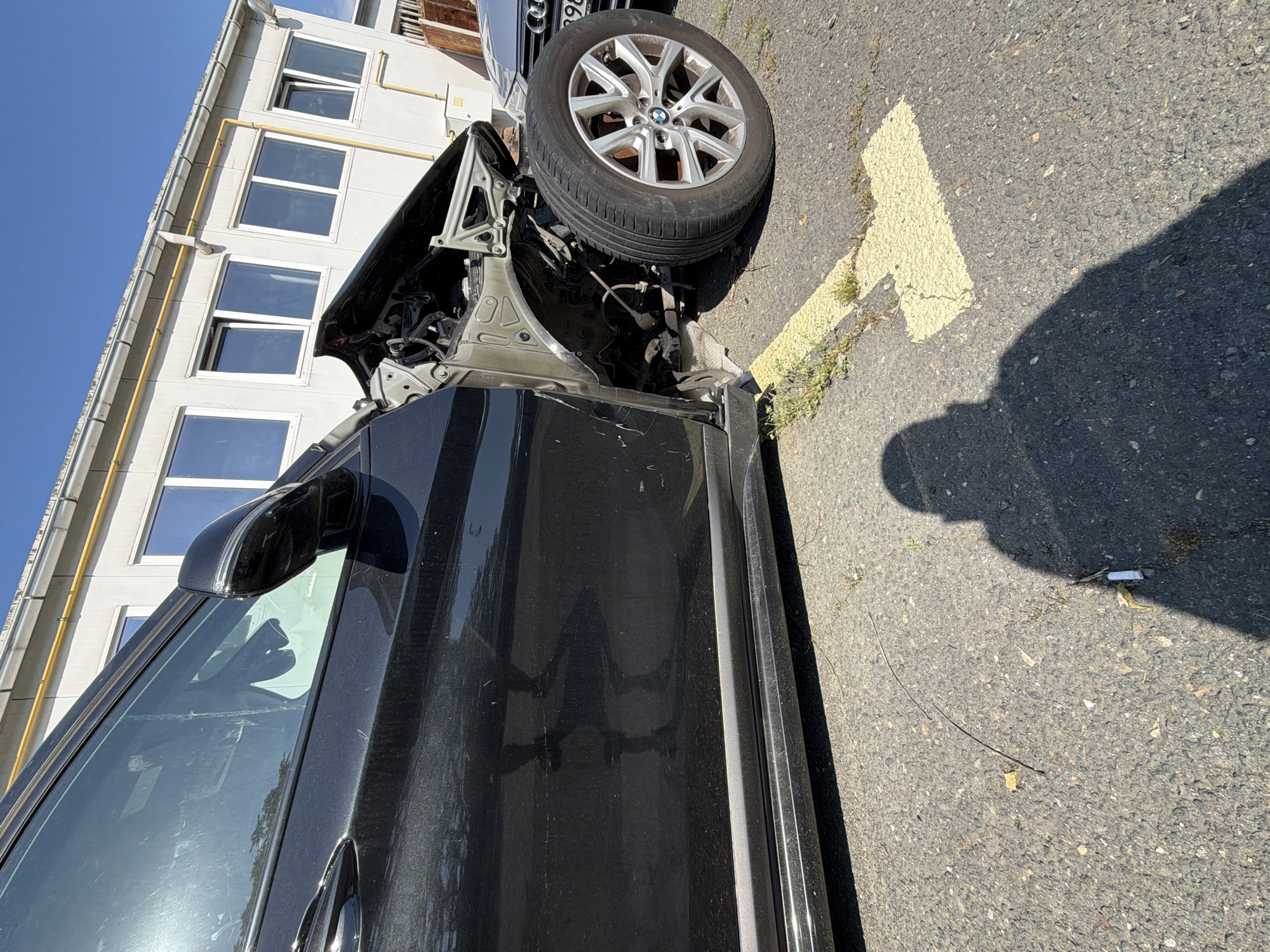 Damaged BMW undergoes collision repair in Burgas automotive shop