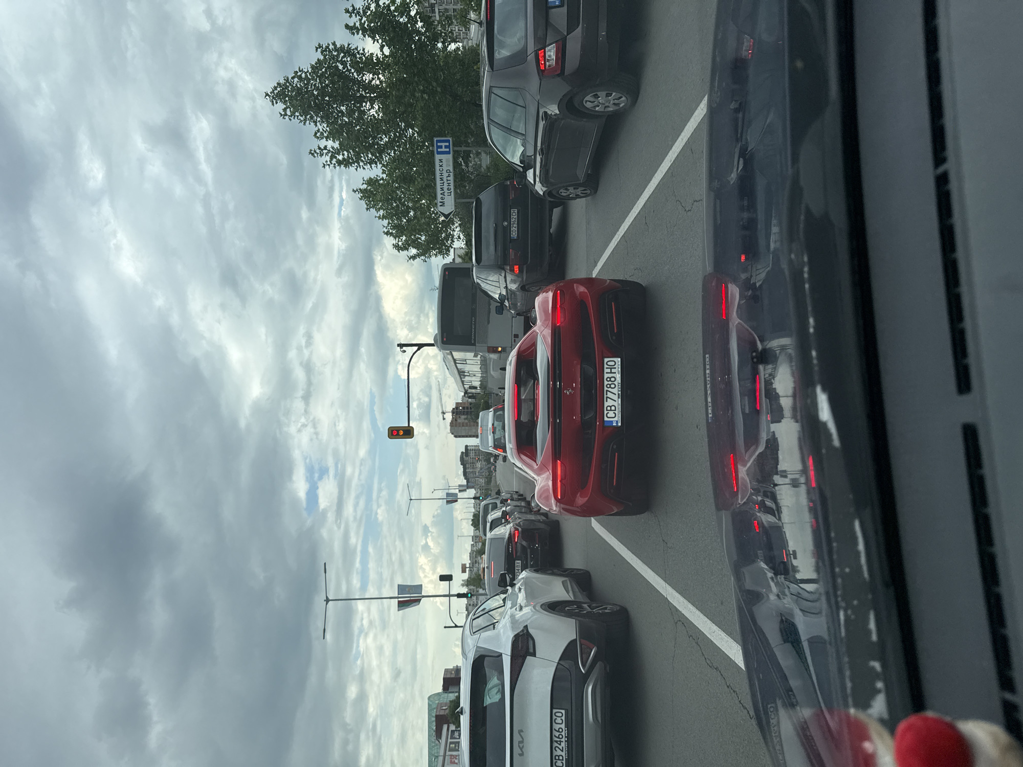 Red Ferrari caught in Sofia traffic jam