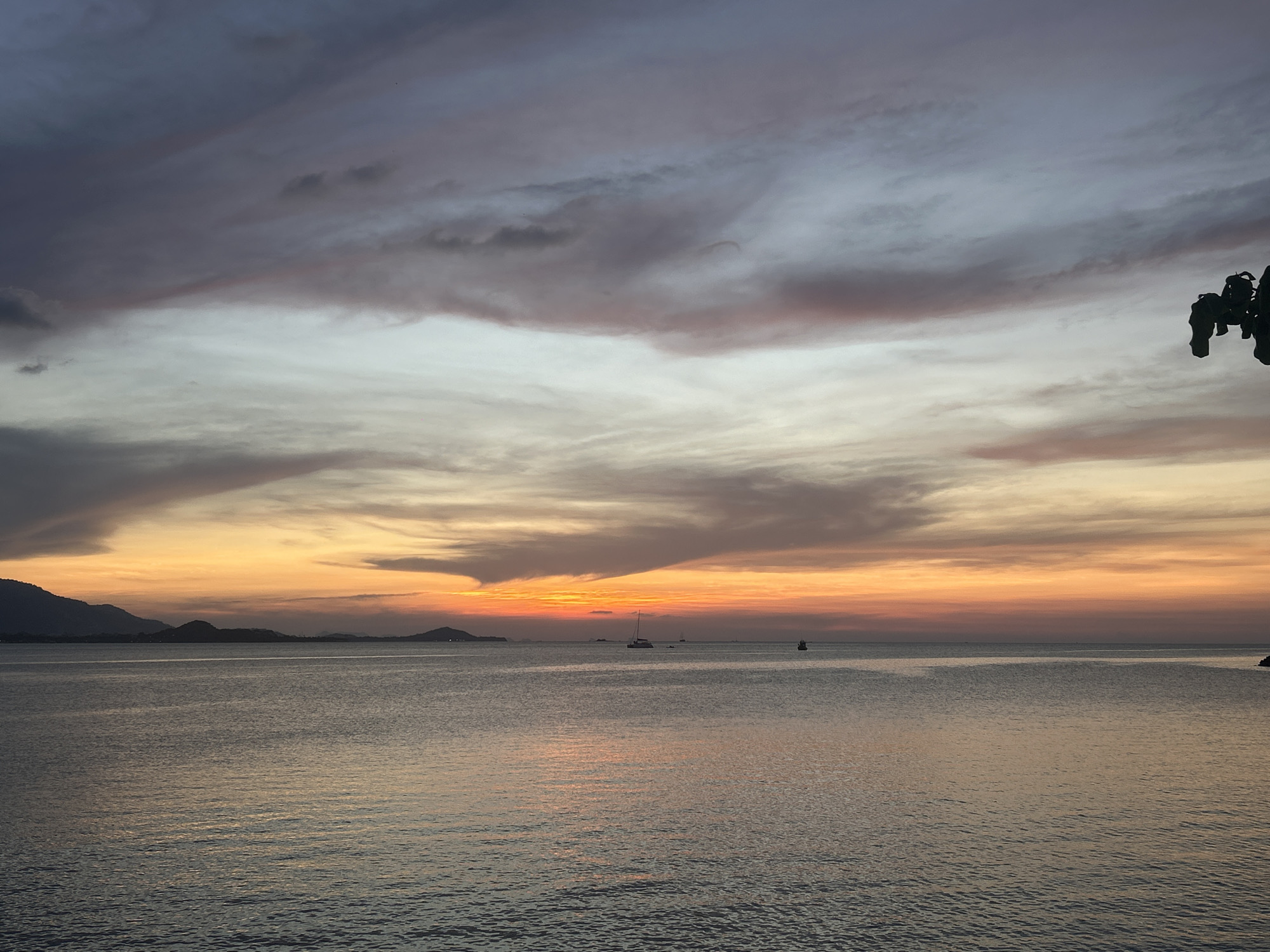 Sunset seascape witnessed over Baan Plai Laem waters, Thailand