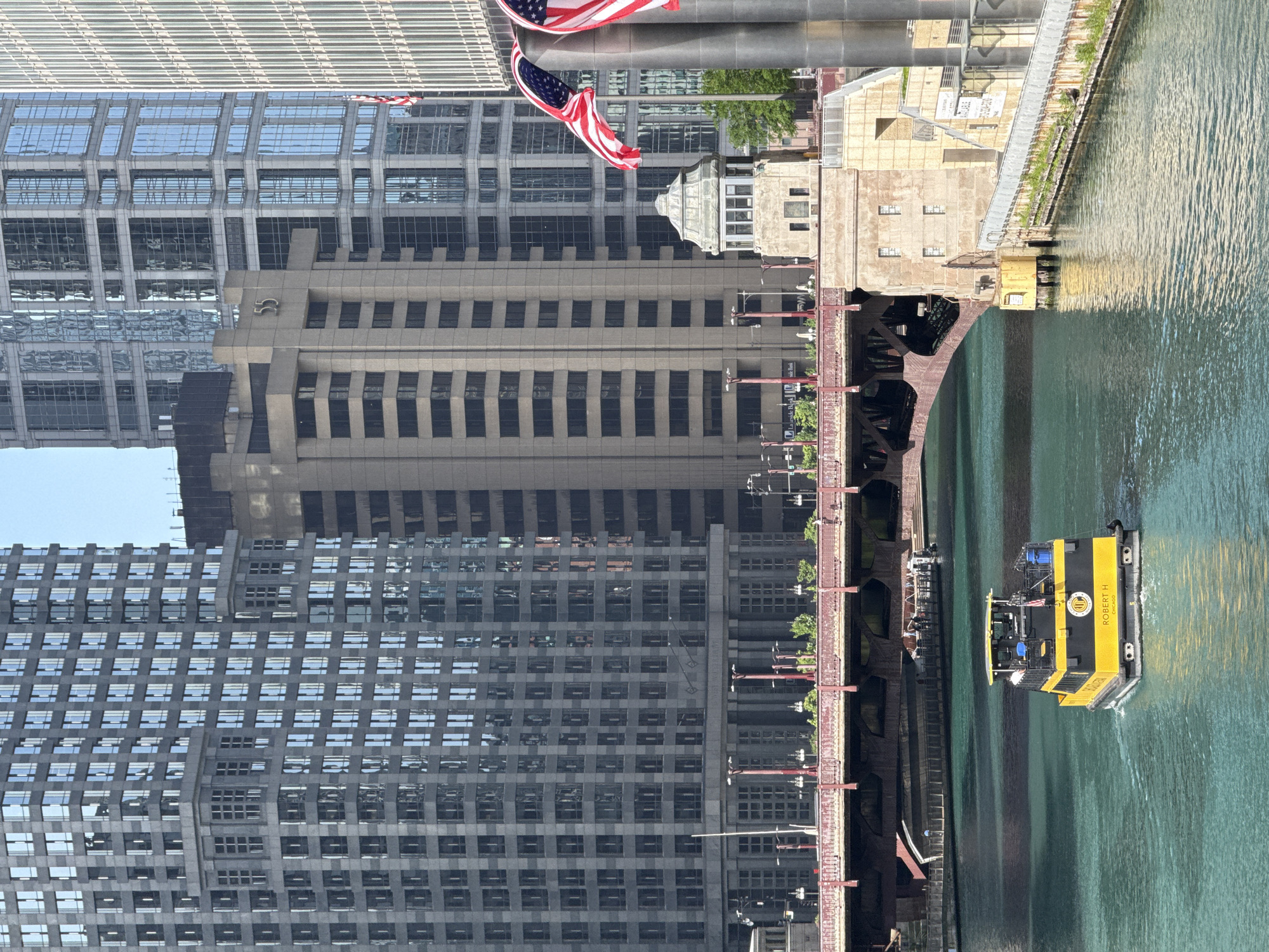 Chicago River corridor on a sunny summer afternoon
