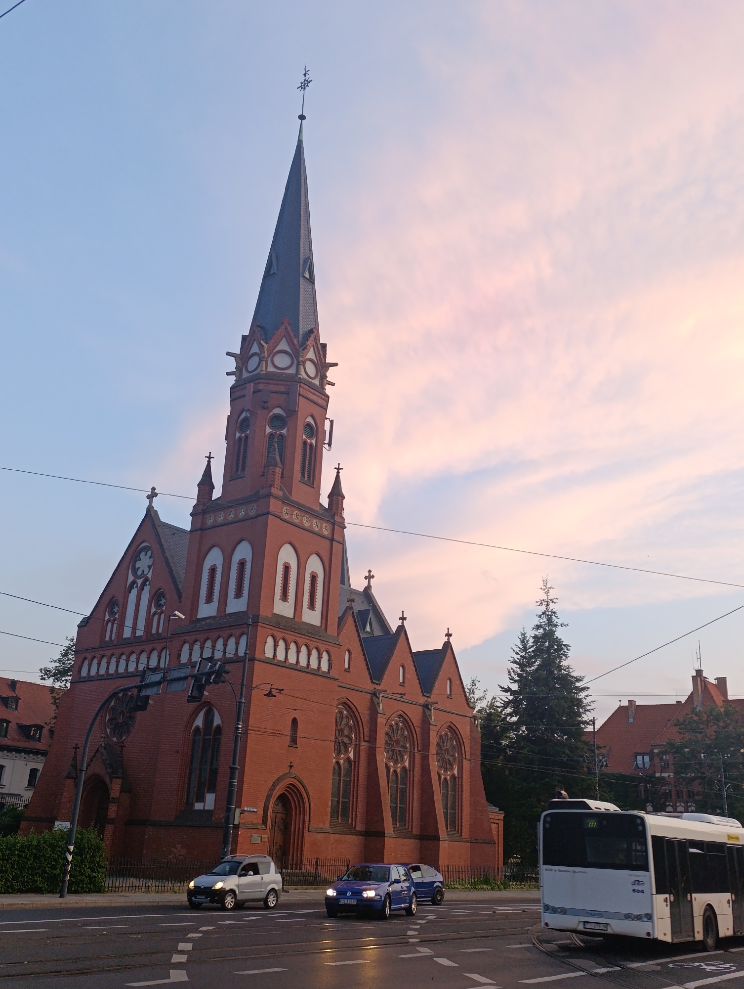 Toruń at dusk: Gothic brick churches and Old Town streets