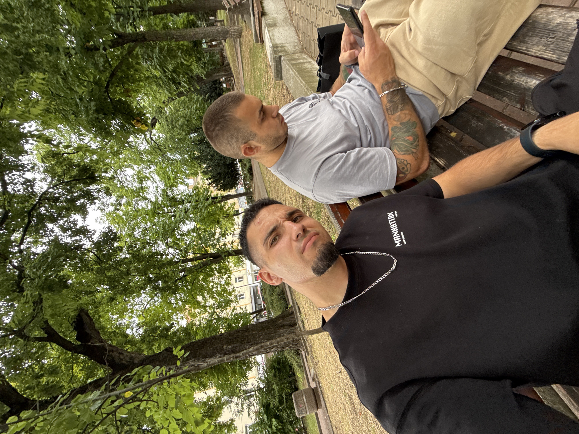 Afternoon hangout on a park bench in Shumen