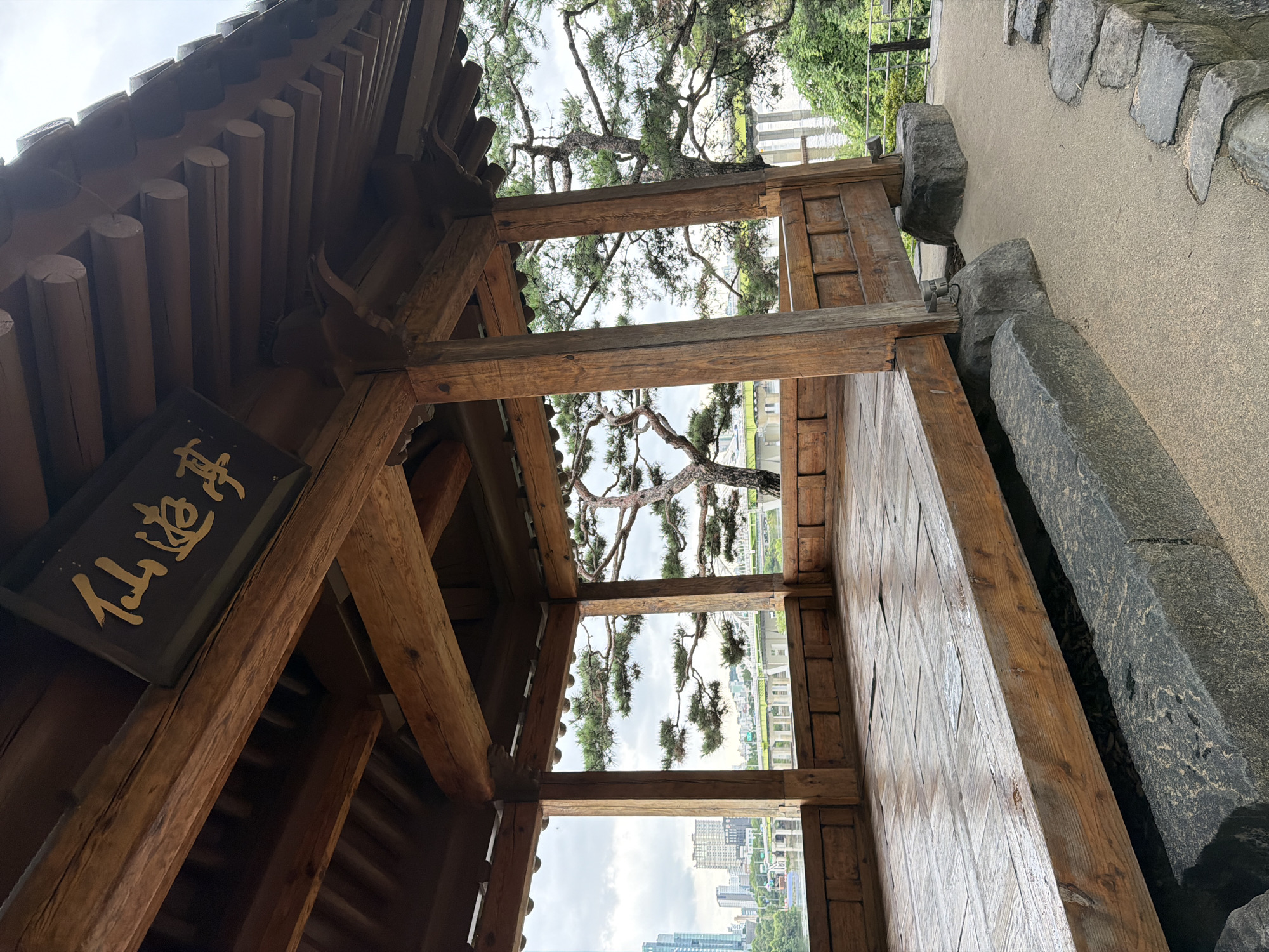 Rainy morning at a traditional pavilion in Seoul