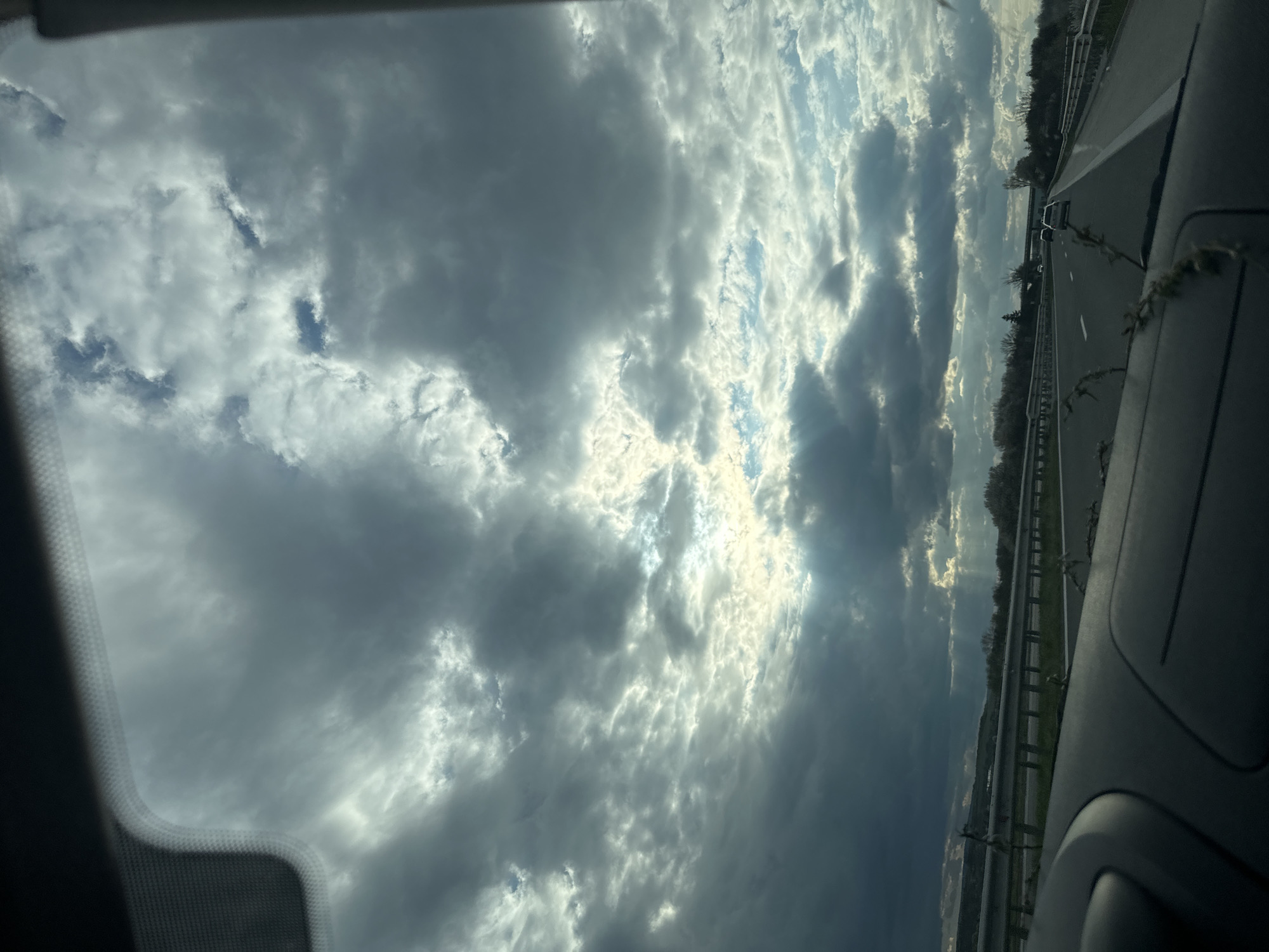 Dramatic clouds observed from vehicle in central Bulgaria