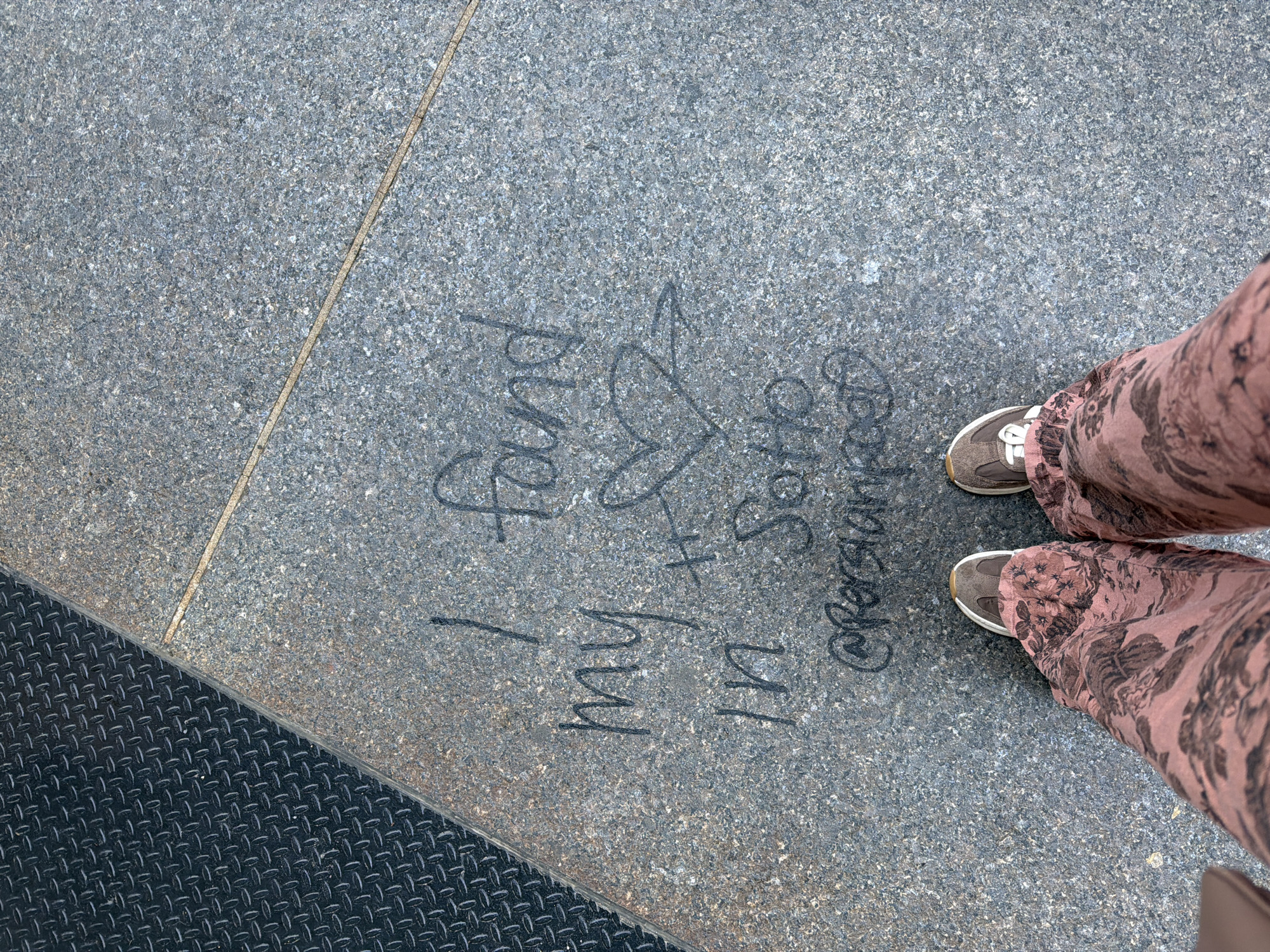 Love graffiti spotted on NYC pavement references Soho Persian food