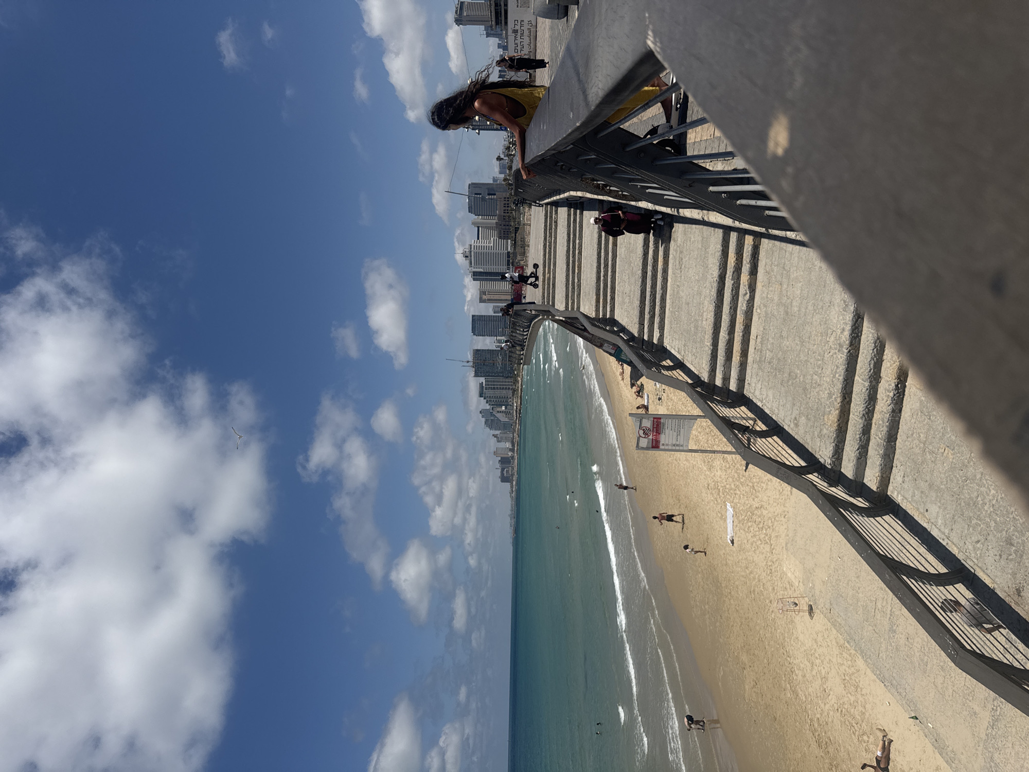 Morning beach life captured along Tel Aviv Mediterranean coastline