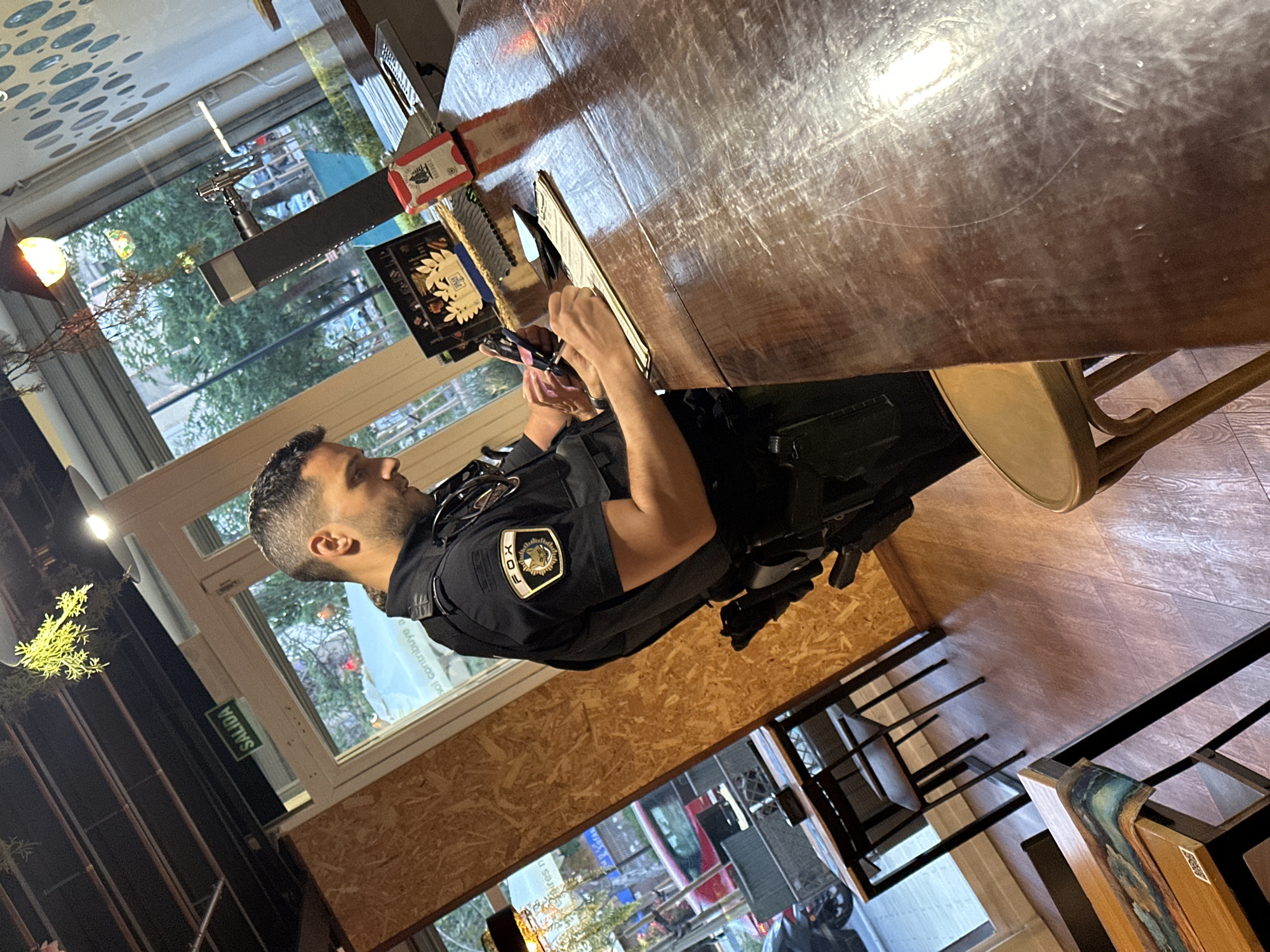 Police conduct routine duties at Alicante restaurant during sushi service