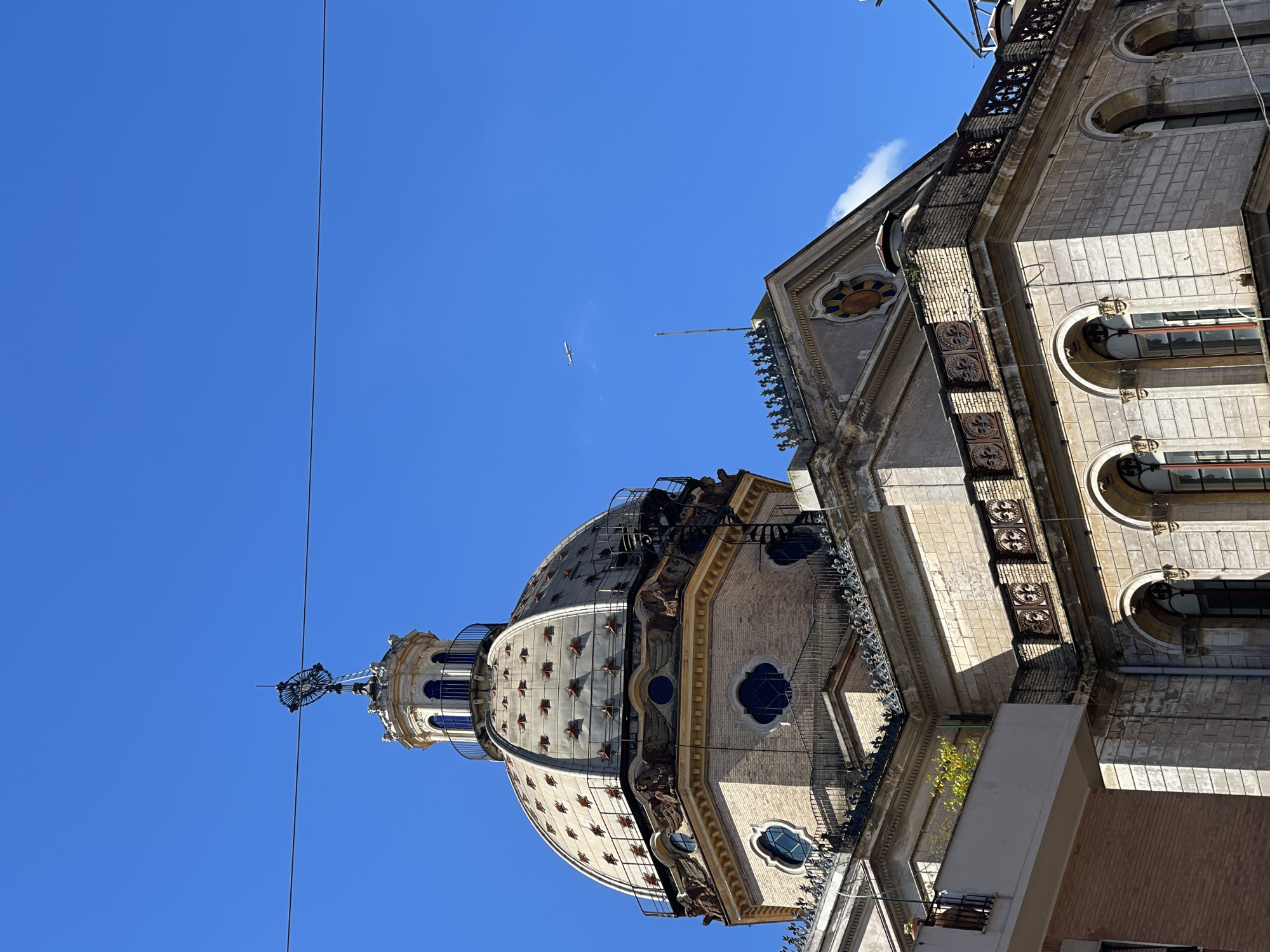 Morning documentation of Sant'Agnese church dome in Rome's Piazza Navona