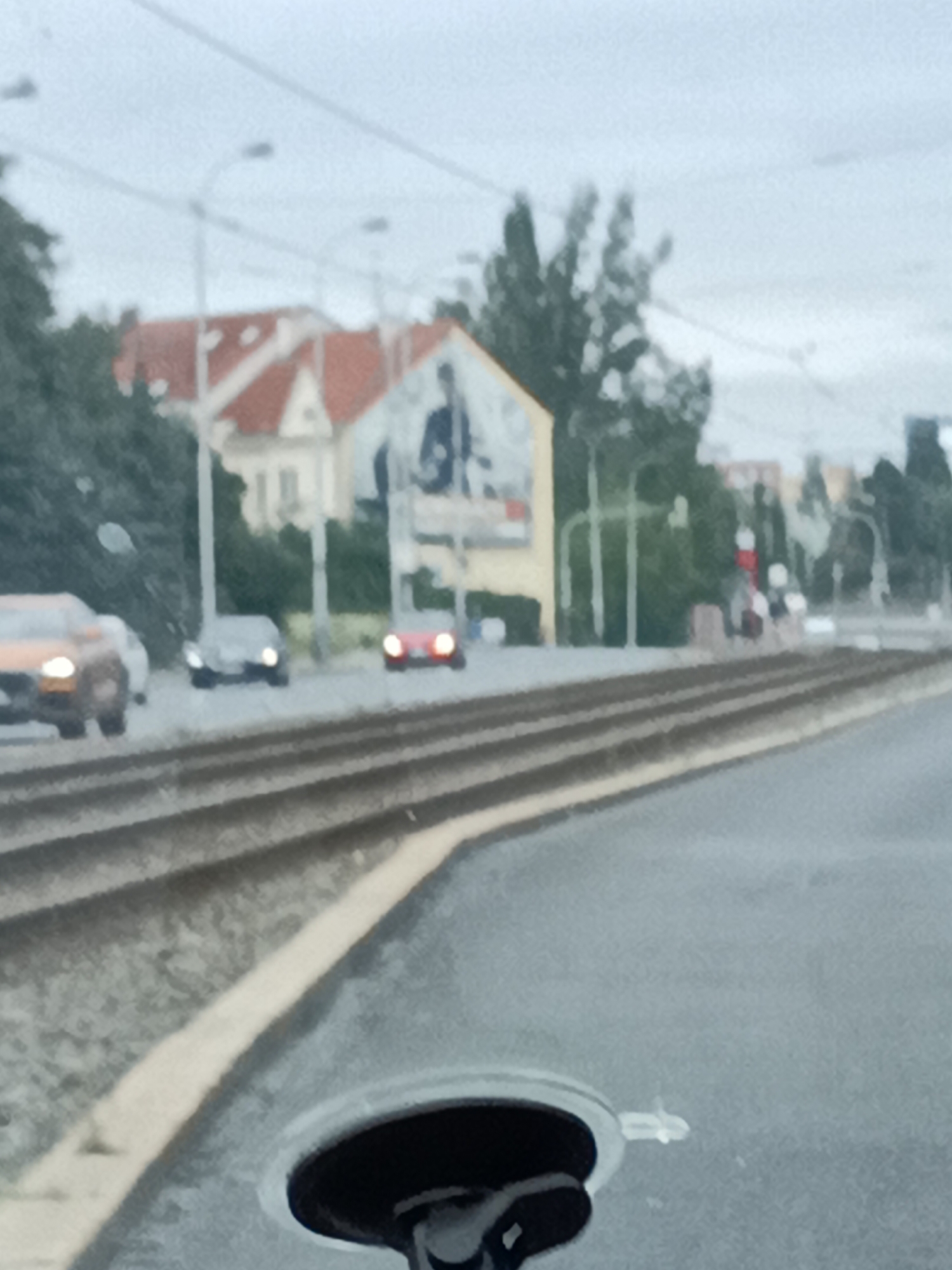 Riding Prague's tram line 22 on an overcast afternoon