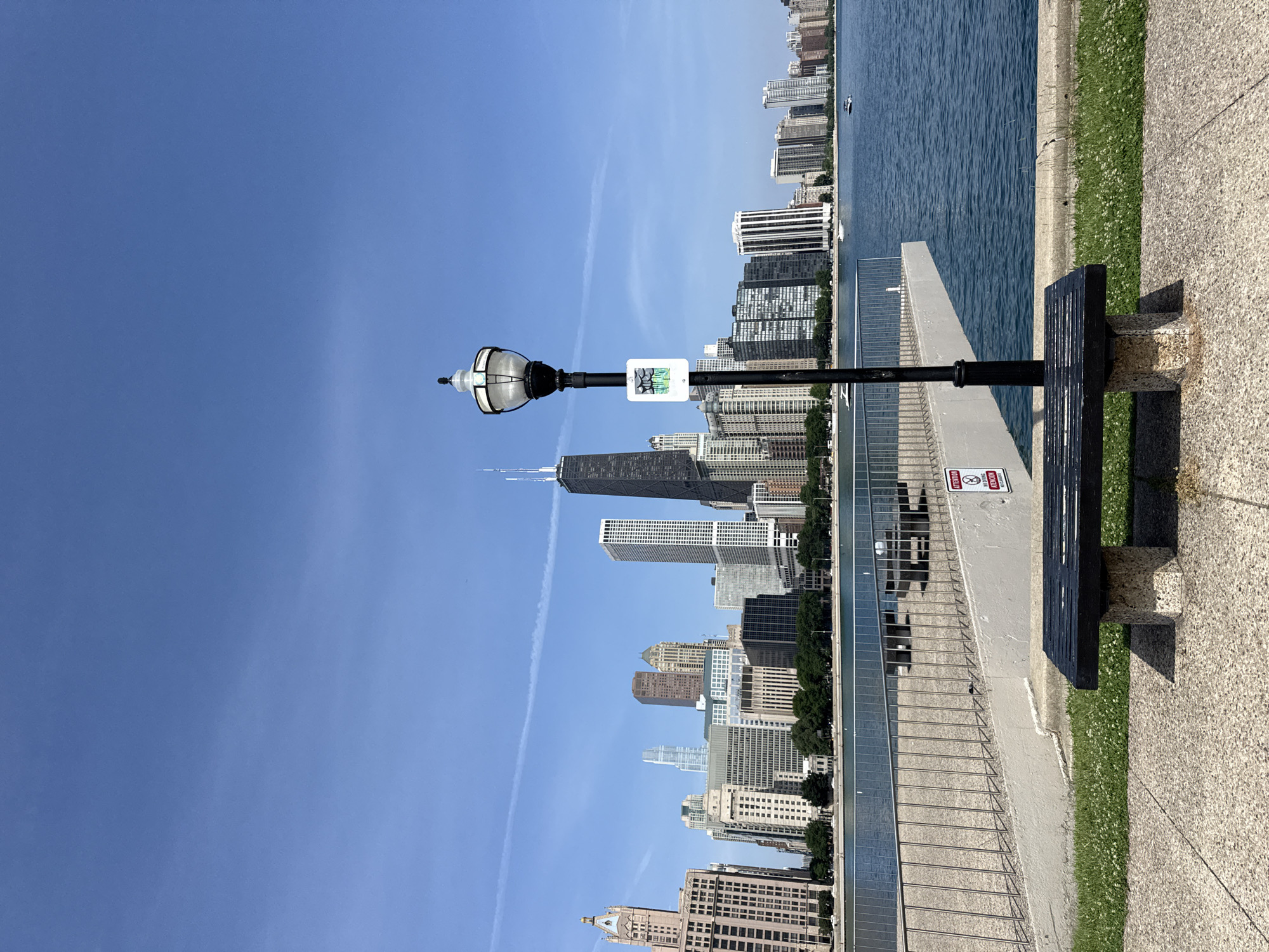 Chicago skyline and Lake Michigan from the lakefront.
