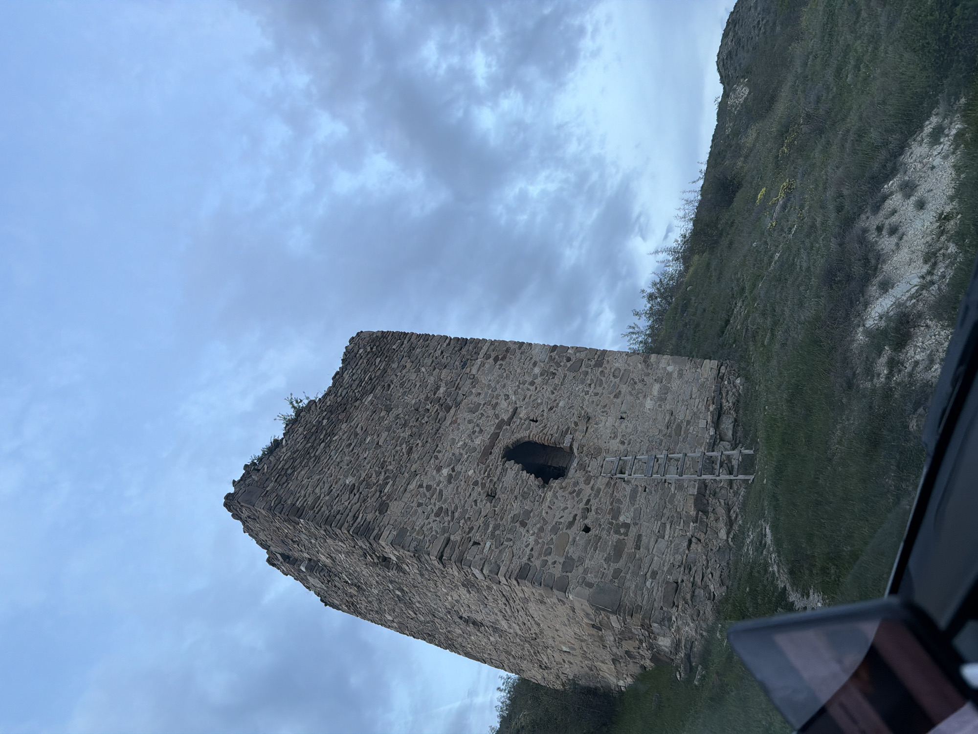 Historic stone tower documented in Georgian mountain village