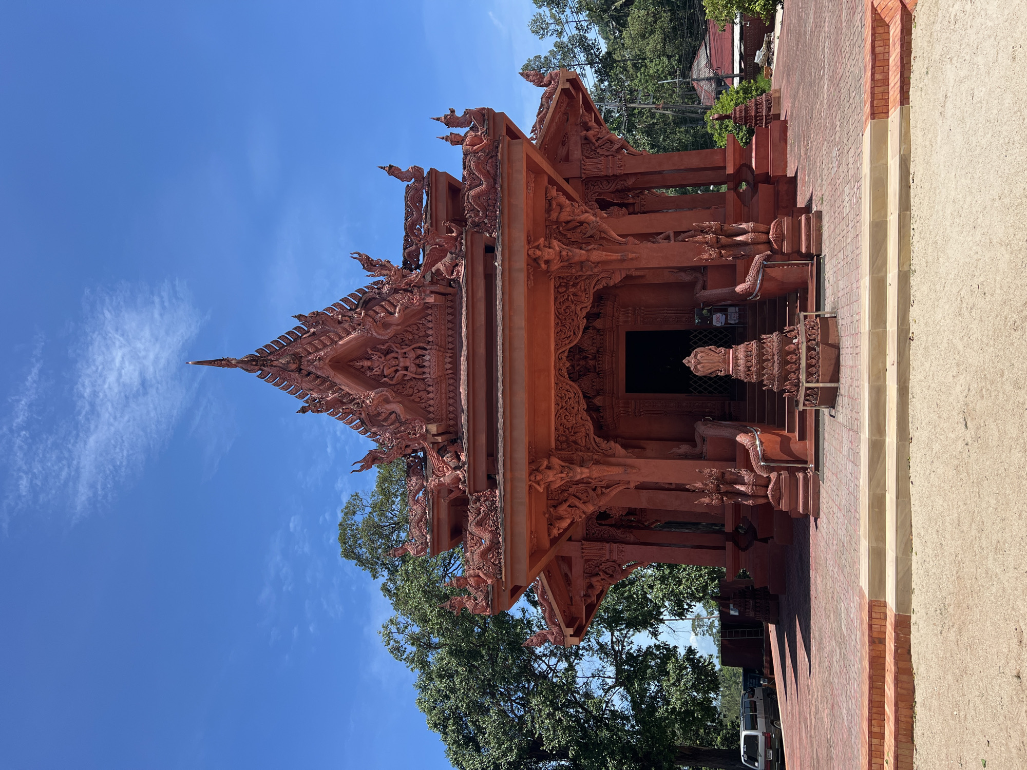 Peaceful Buddhist temple complex documented in coastal Thailand