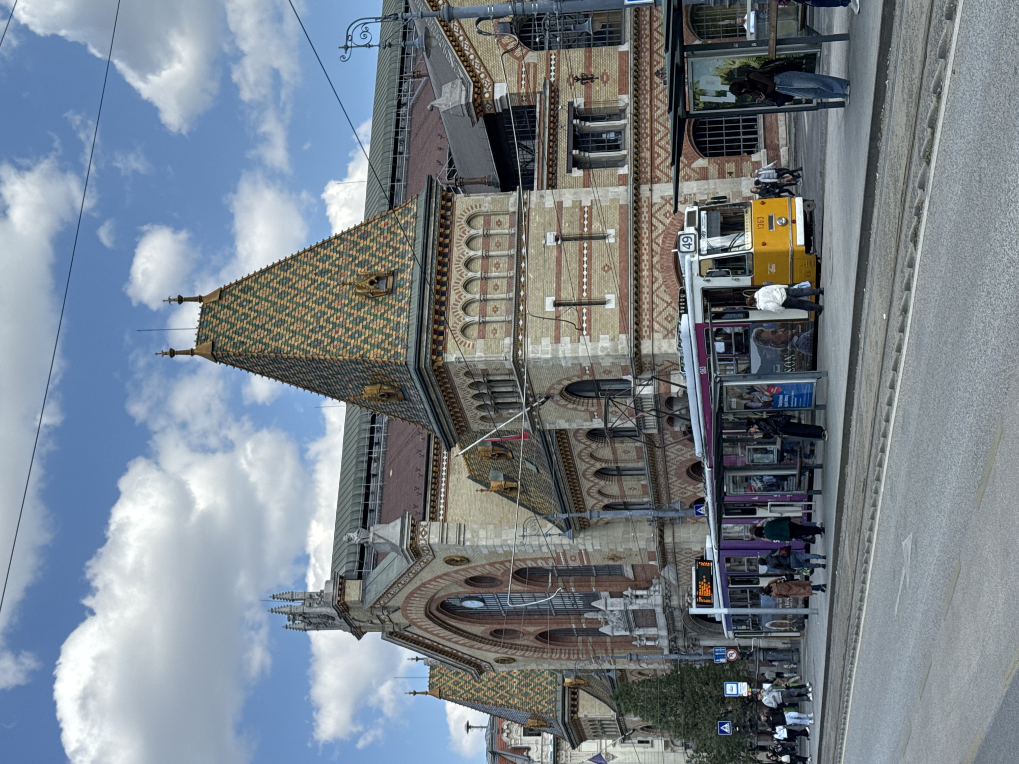 Tourist documents Great Market Hall architecture in Budapest