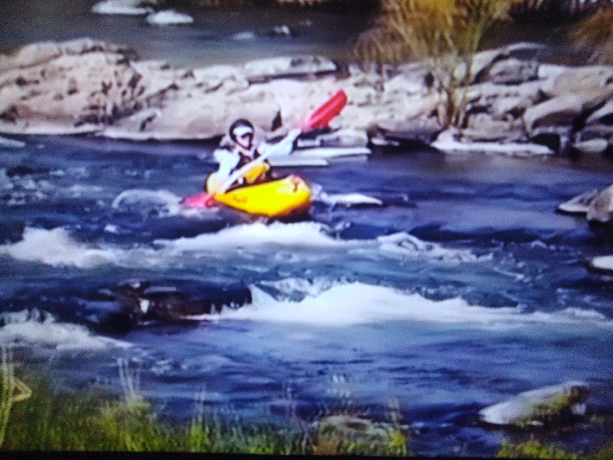 Kayaking a mix of calm and white-water river near Dushanbe