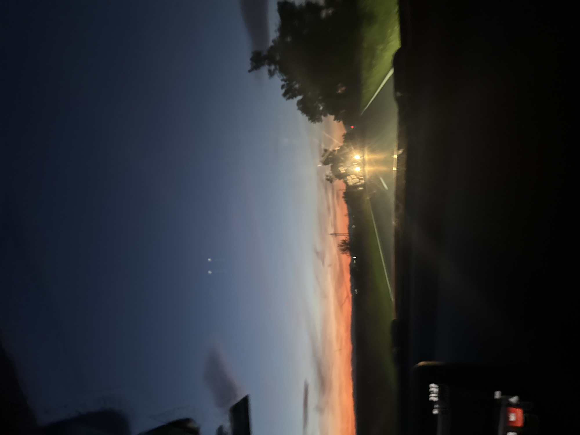 Twilight drive captured on rural Bulgarian road near Okop