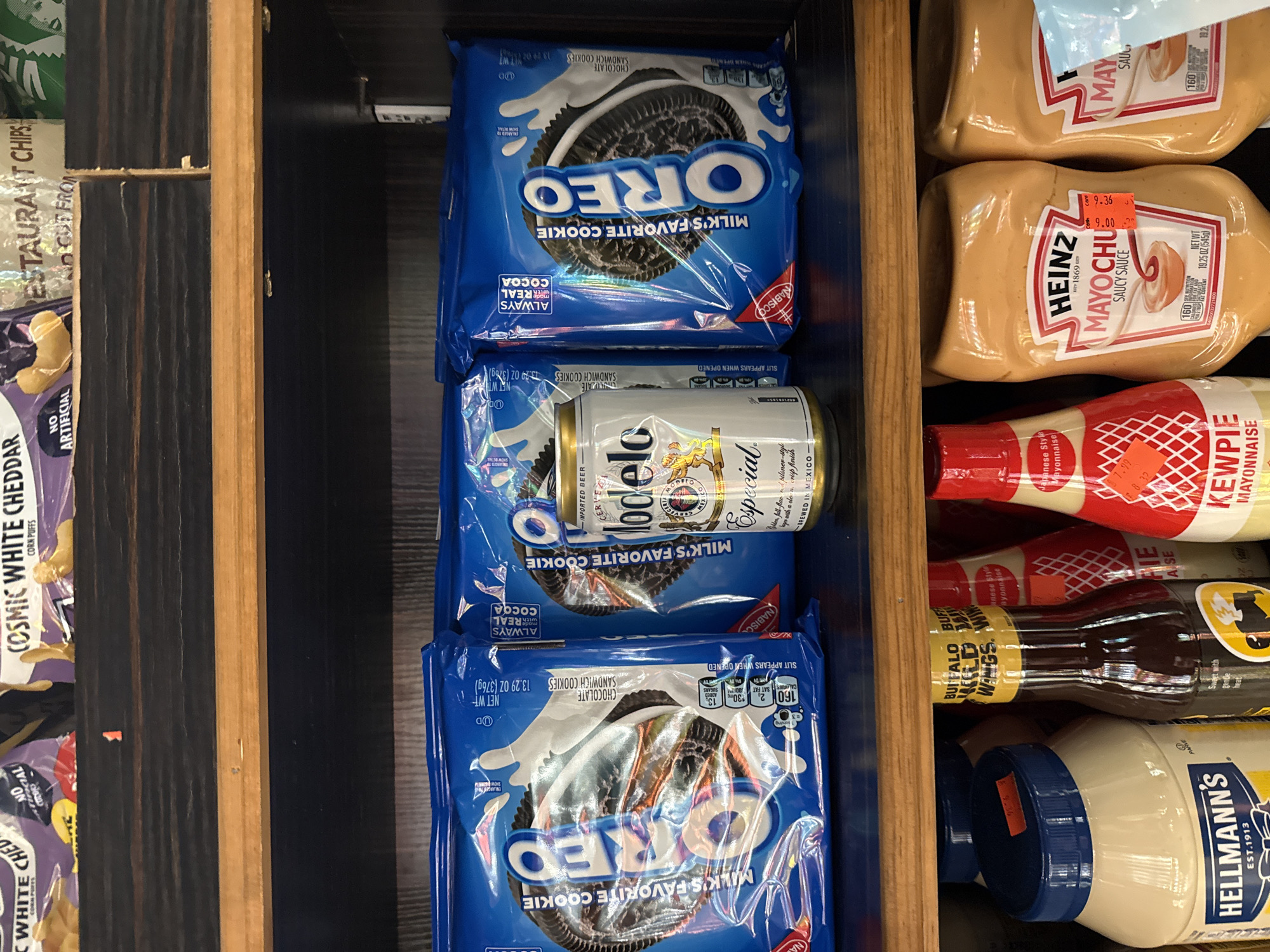Grocery shelves stocked with snacks observed in New York