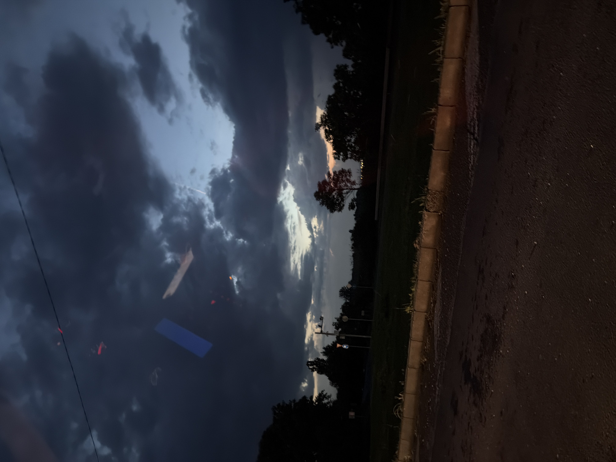 Evening storm clouds gather over Burgas, Bulgaria streets