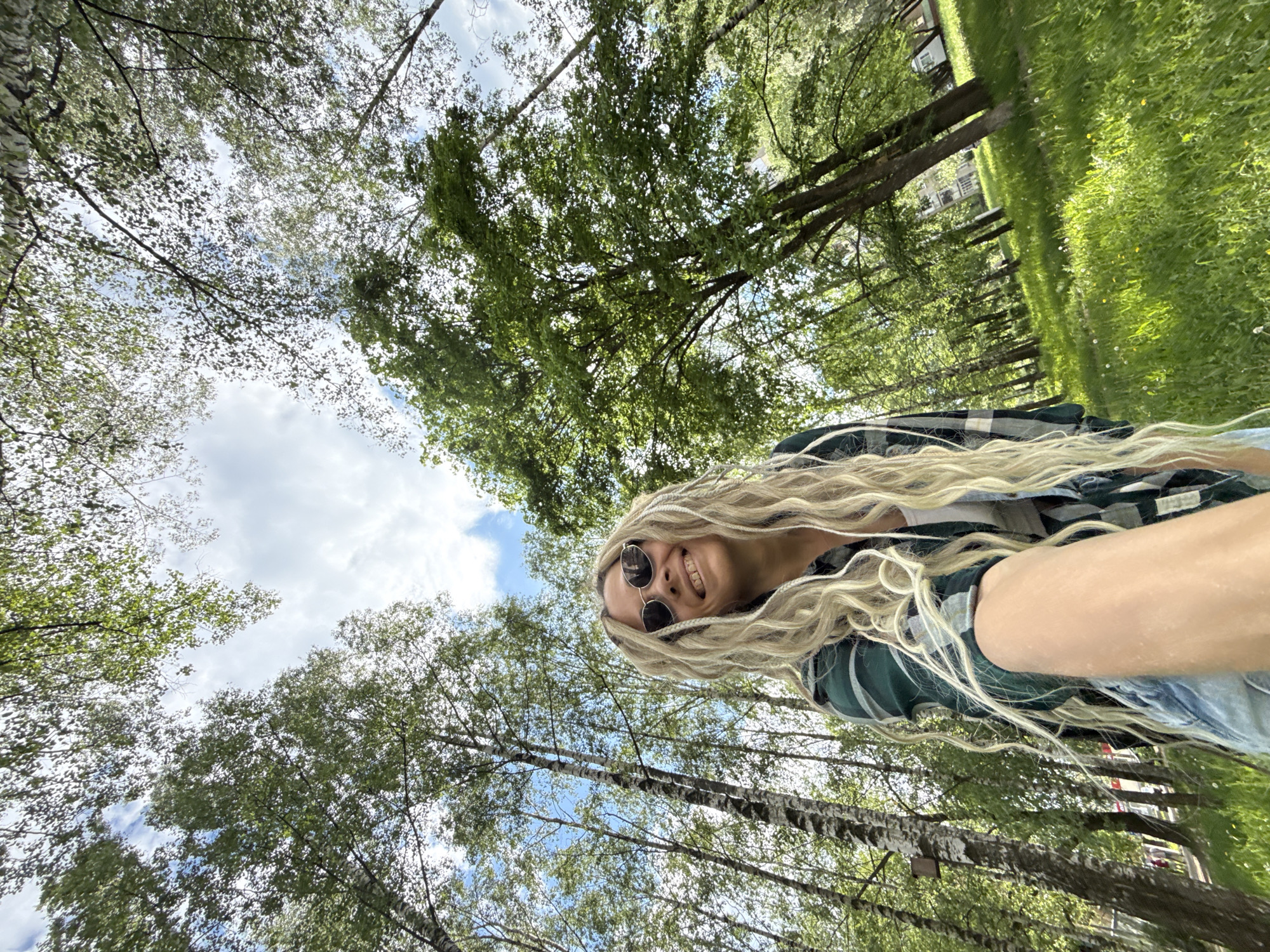 Woman enjoys afternoon outing with child in Rusanovo, Russia