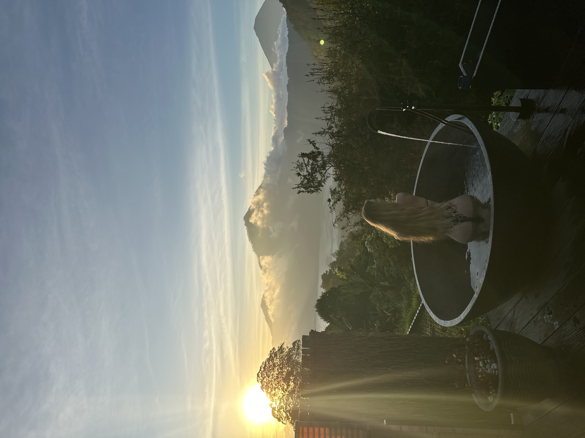 Dawn bathing session with Mount Batur views in Kintamani