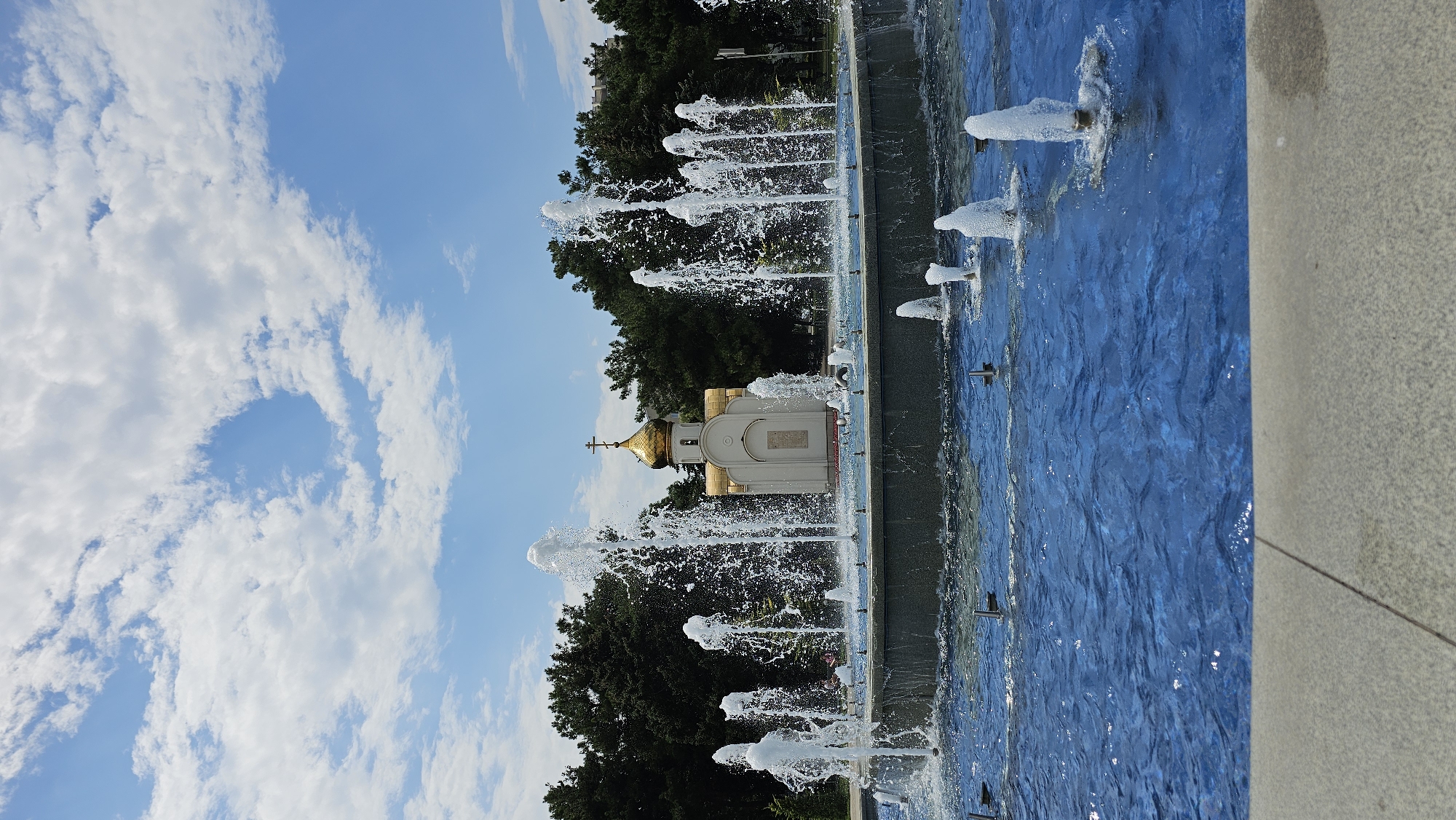 Fountain and chapel in an Anapa public square